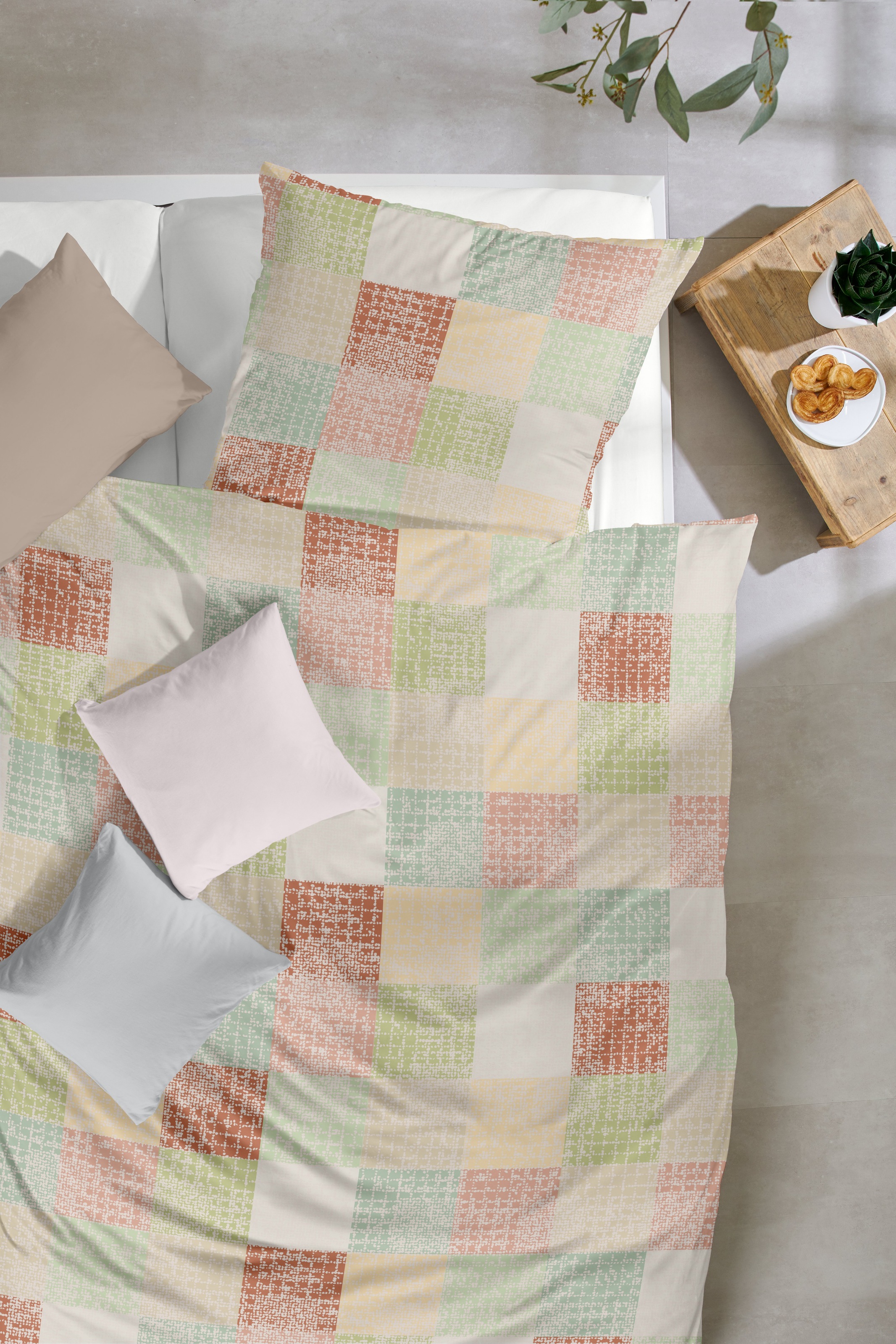 Thumbnail - Primera Bettwäsche "Biber-Bettwäsche Pixelgrid" 2 Stk. mit klassischer Karo-Optik