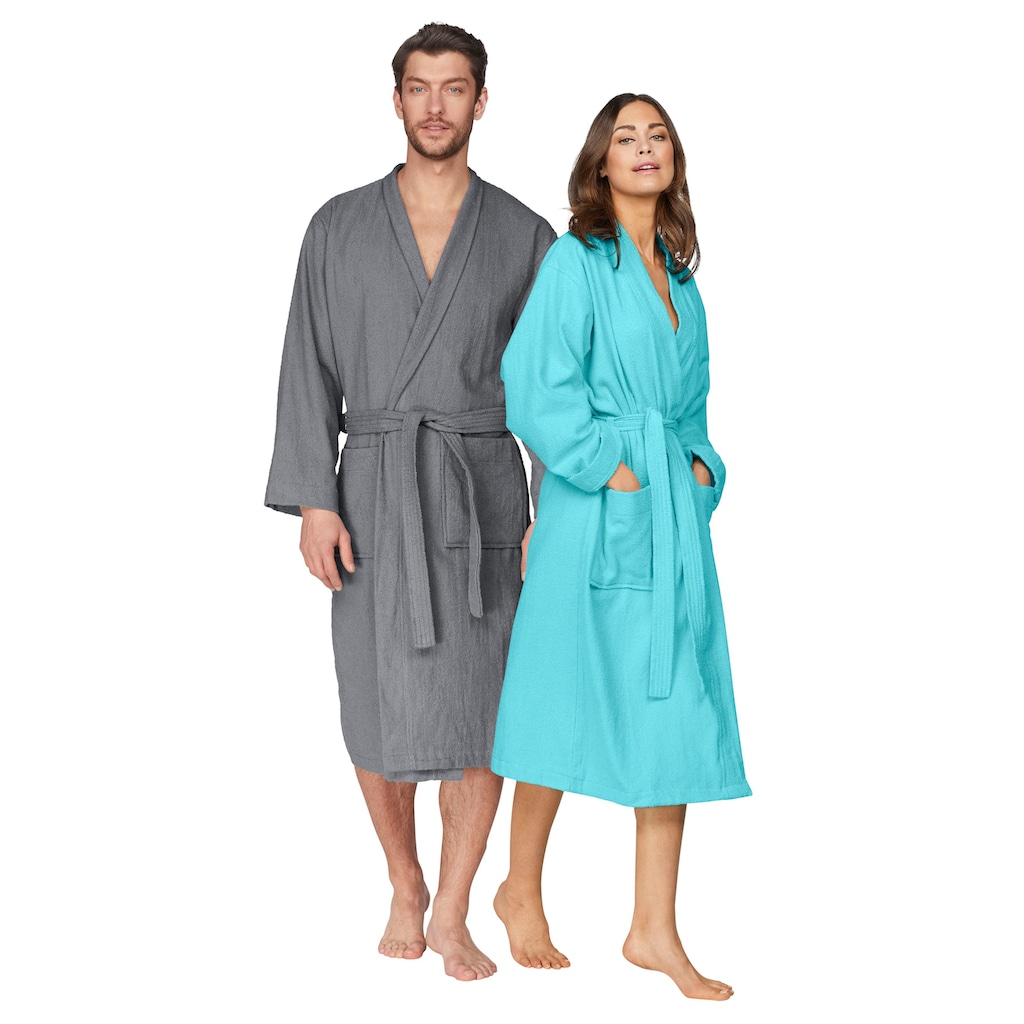 my home Unisex-Bademantel »Travel«, (1 St.), für Damen & Herren, mit Kimono-Kragen, leichte Qualität - ideal für jede Reise, reine Baumwolle