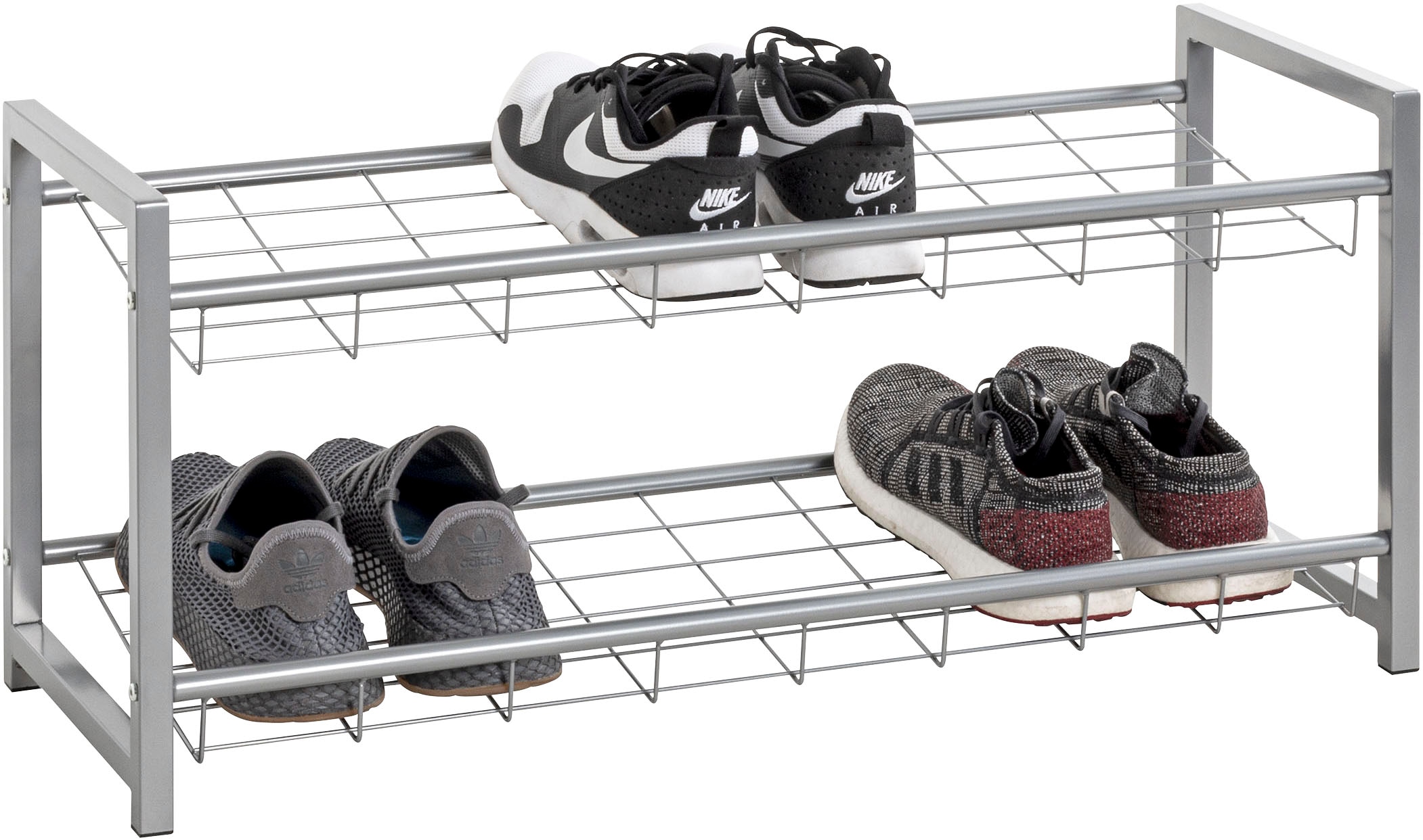 HAKU Schuhregal "Schuhaufbewahrung" rechteckig - aus Metall Grau - B/T/H 80/30/38 cm
