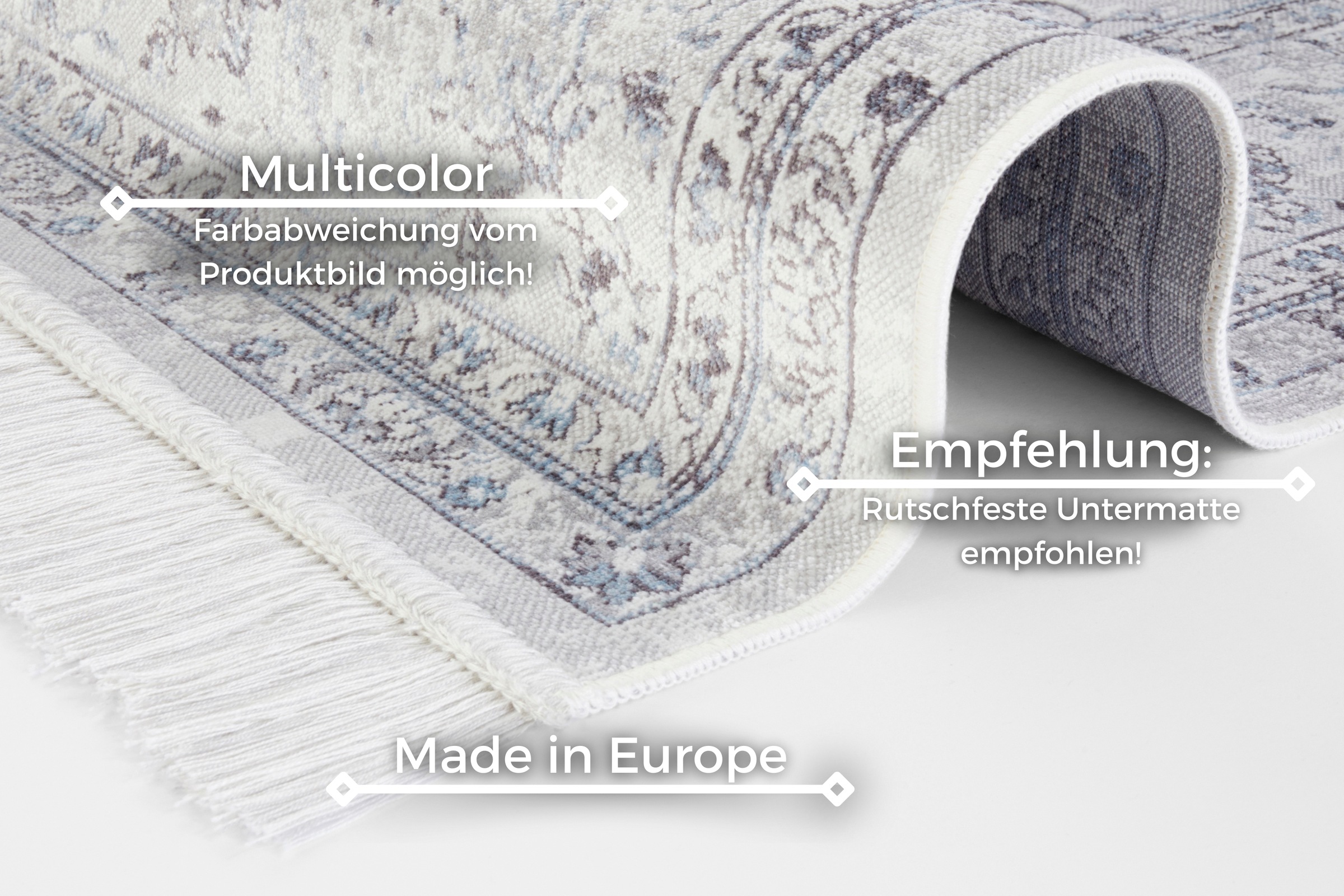 Teppich HANSE HOME "Orient Vintage Medaillon" Gr. 3, blau (pastellblau), B:135cm H:5mm L:195cm, Viskose, Teppiche, Teppich, Orientalisch mit Fransen, Orient, Wohnzimmer, Schlafzimmer, Esszimmer 3