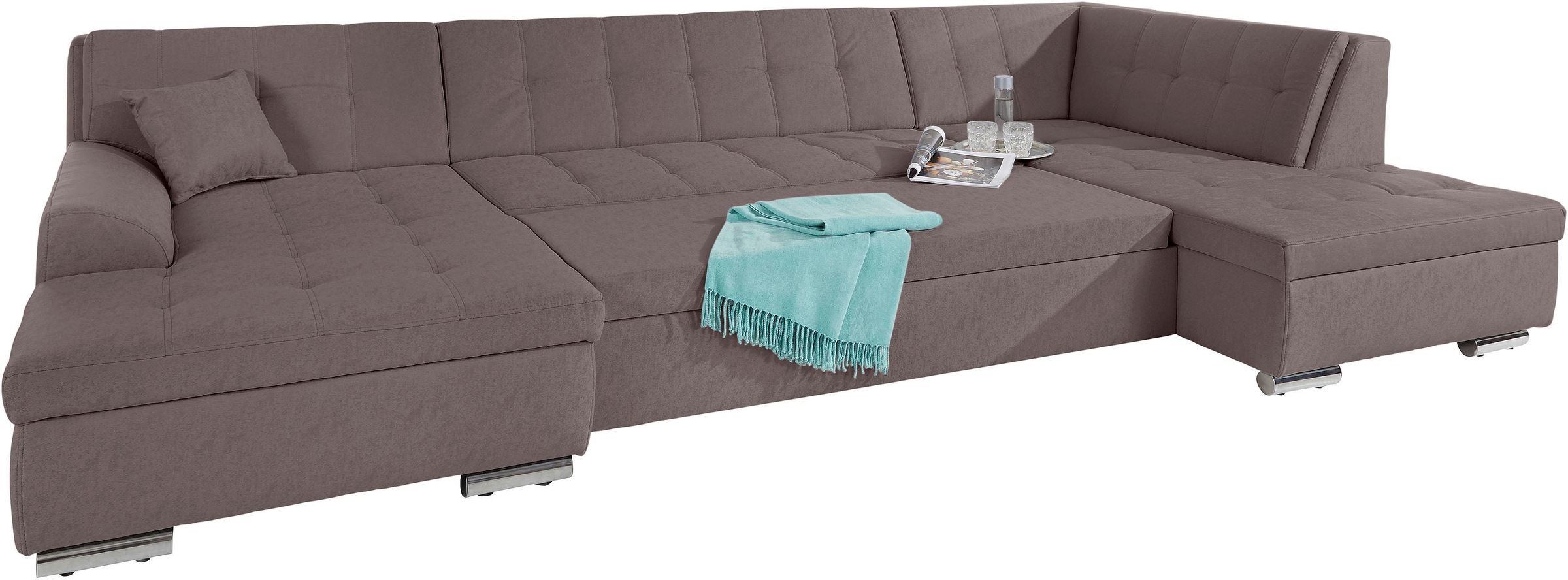 DOMO collection Wohnlandschaft »Aversa U-Form«, wahlweise mit Bettfunktion, frei im Raum stellbar