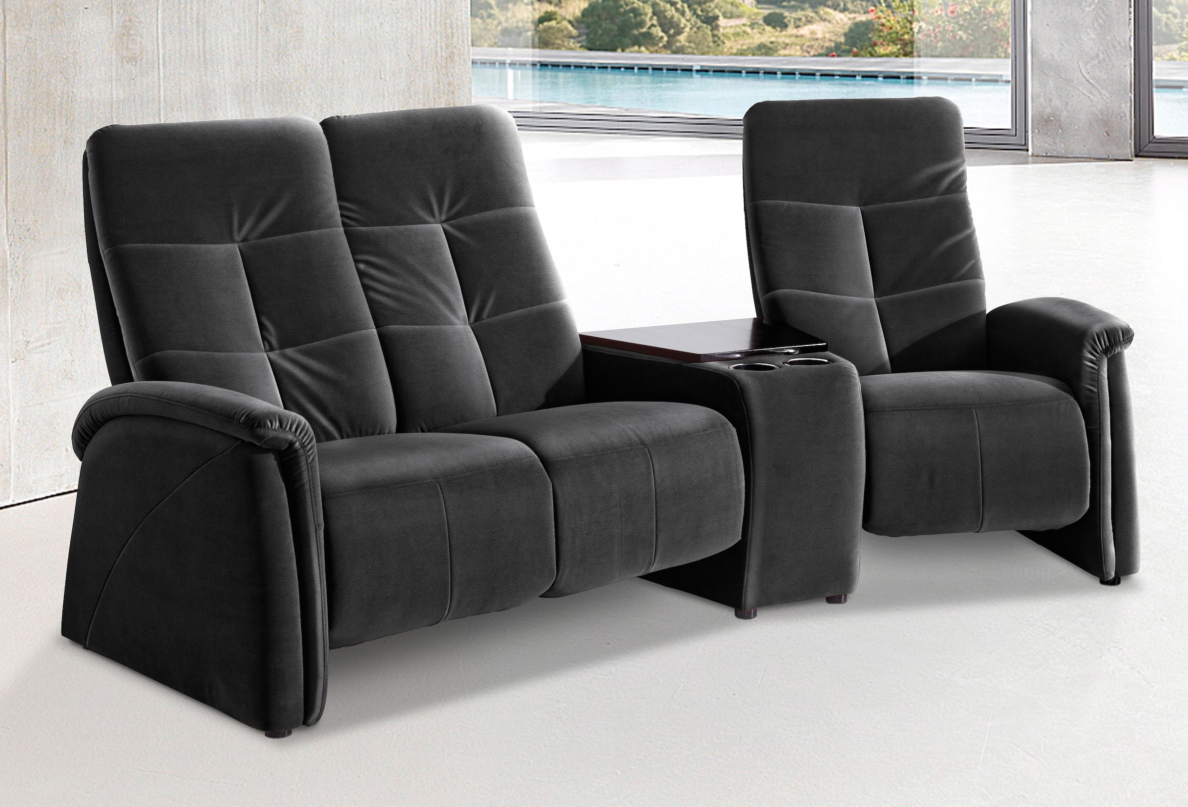 exxpo - sofa fashion 3-Sitzer "Tivoli, Kinosofa mit Tischablage und Stauraumfach, bequem", mit Relaxfunktion