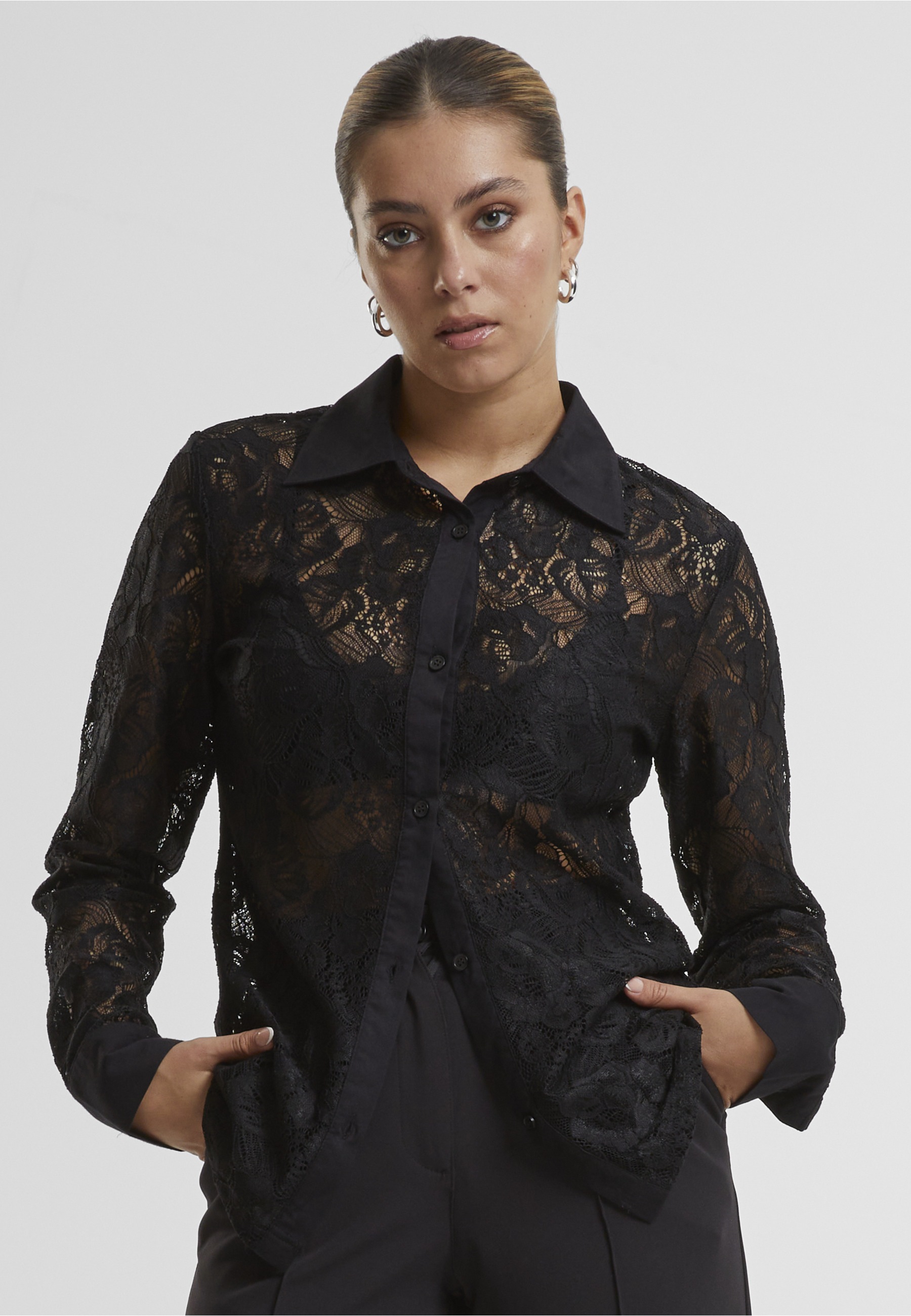 URBAN CLASSICS Klassische Bluse »Urban Classics Ladies Lace Blouse«