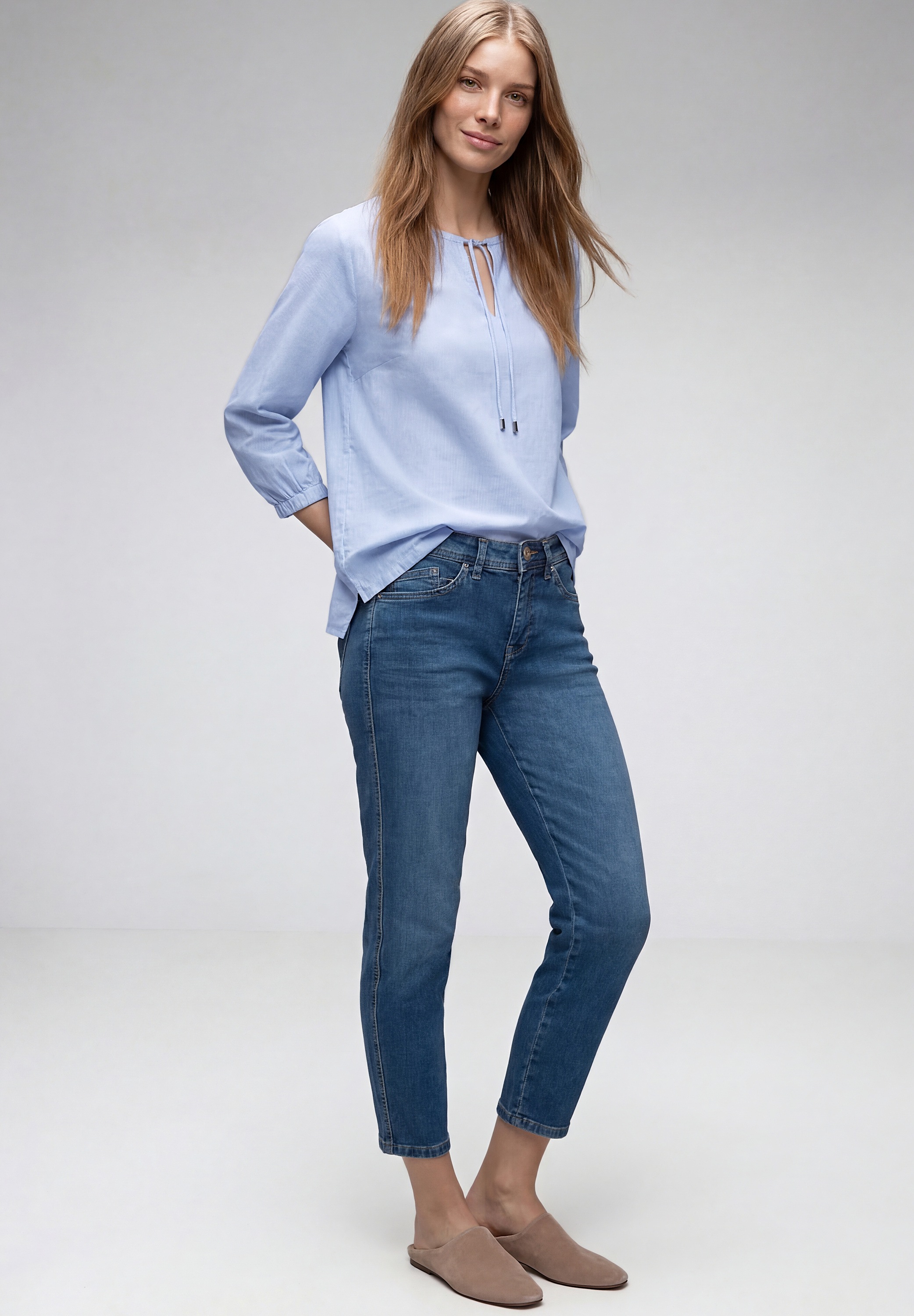 STREET ONE Langarmbluse aus reiner Baumwolle