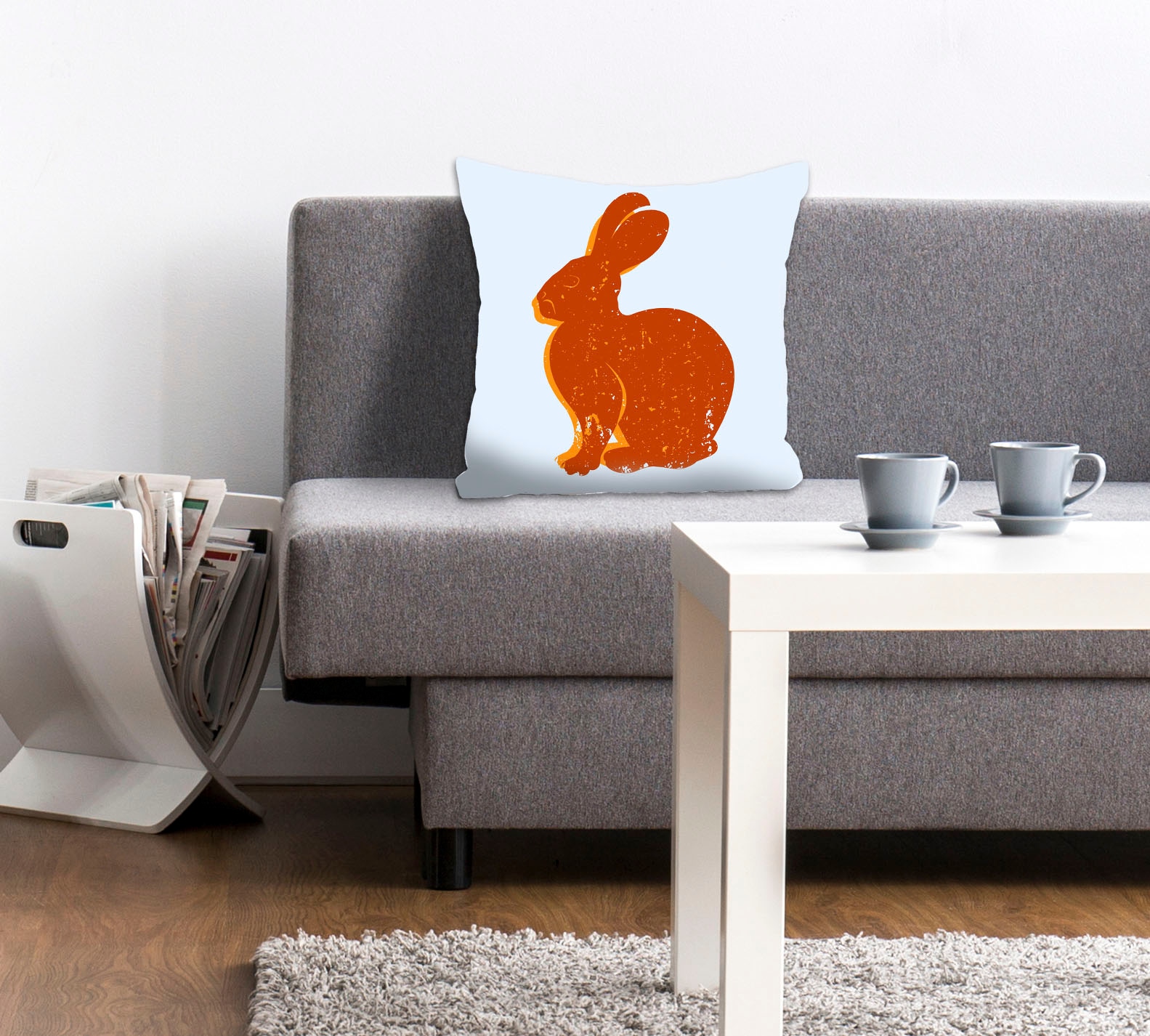 queence Dekokissen "Lindt" mit einem orangenen Hasen günstig online kaufen