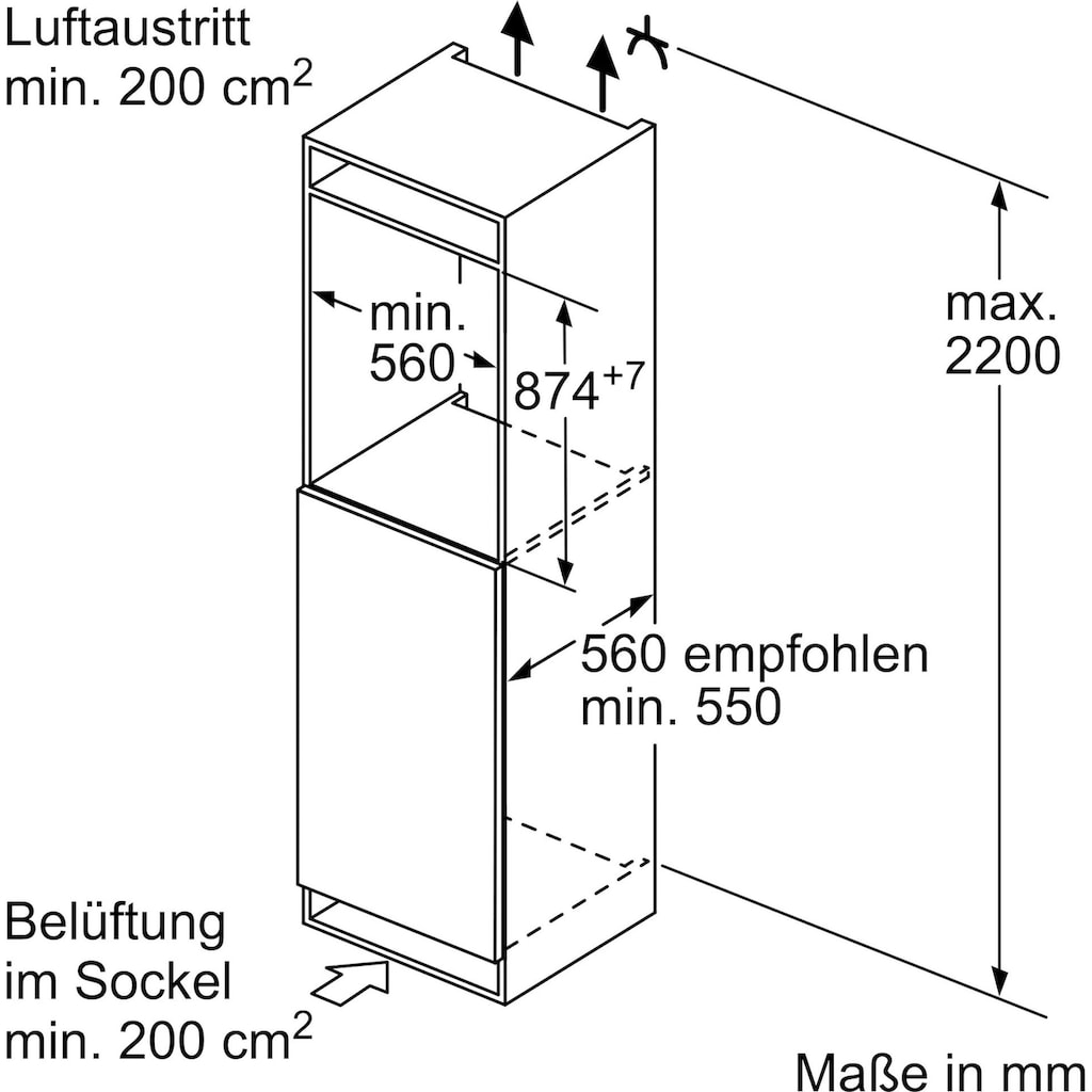 SIEMENS Einbaukühlschrank »KI21RADF0«, KI21RADF0, 87,4 cm hoch, 56 cm breit