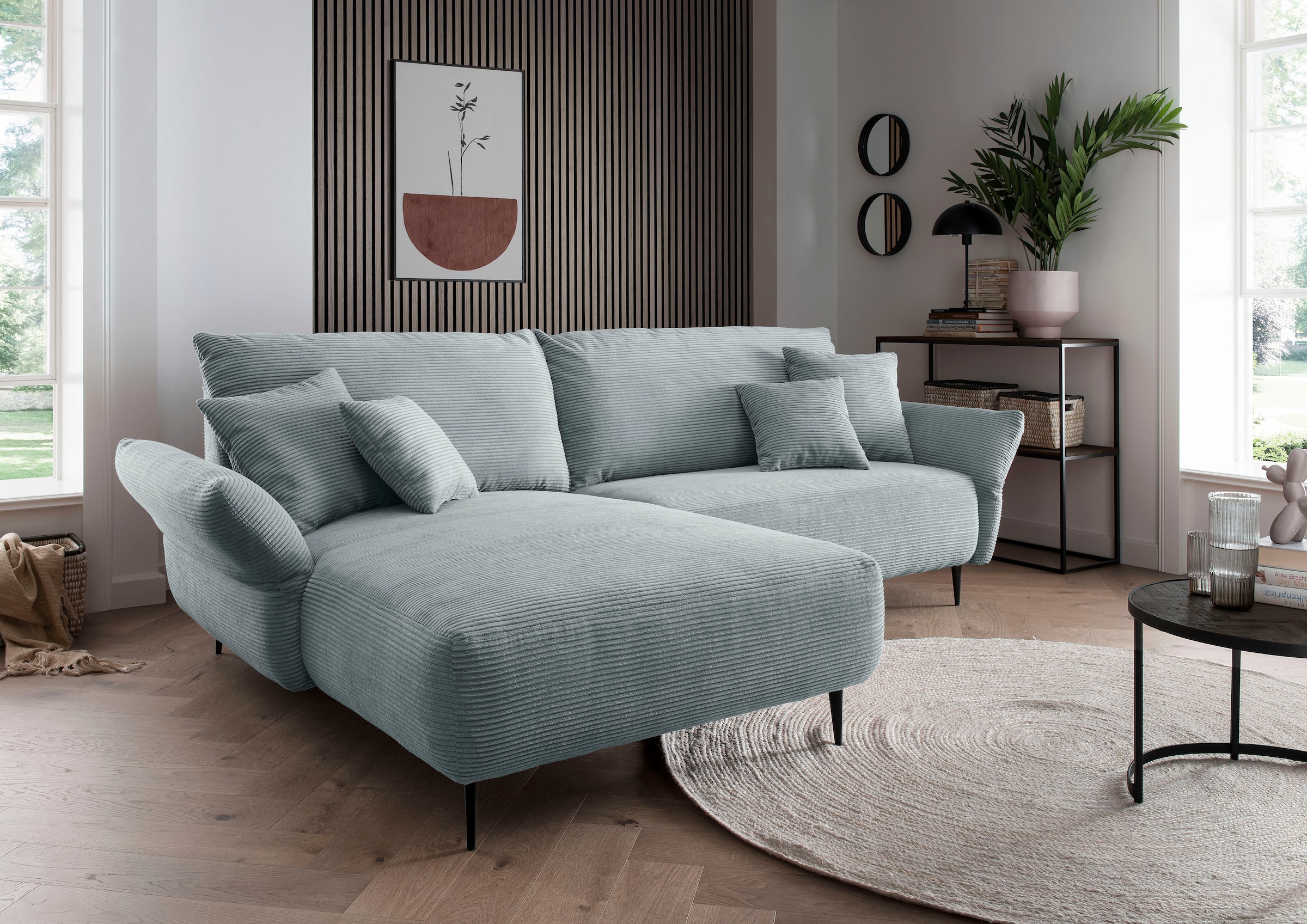 Home affaire Ecksofa "Amarena modern & bequem, verstellbare Armlehnen, L-Form" inklusive Armlehnenverstellfunktion, inkl. 4x Zierkissen