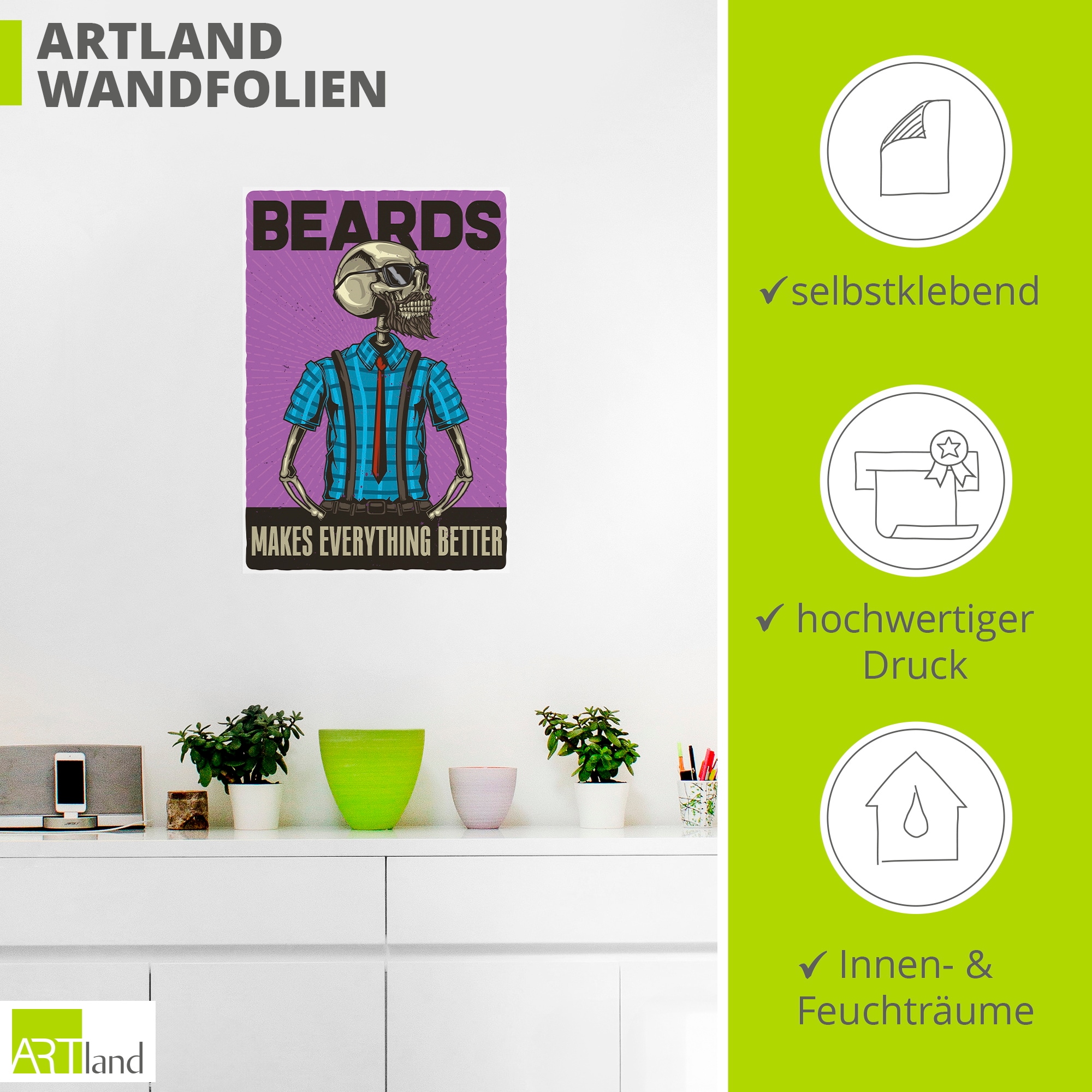 Artland Wandbild »Bärte machen alles besser« 1 Stk. tlg. als Alubild, Leinwandbild, Poster, Wandaufkleber in verschied. Größen