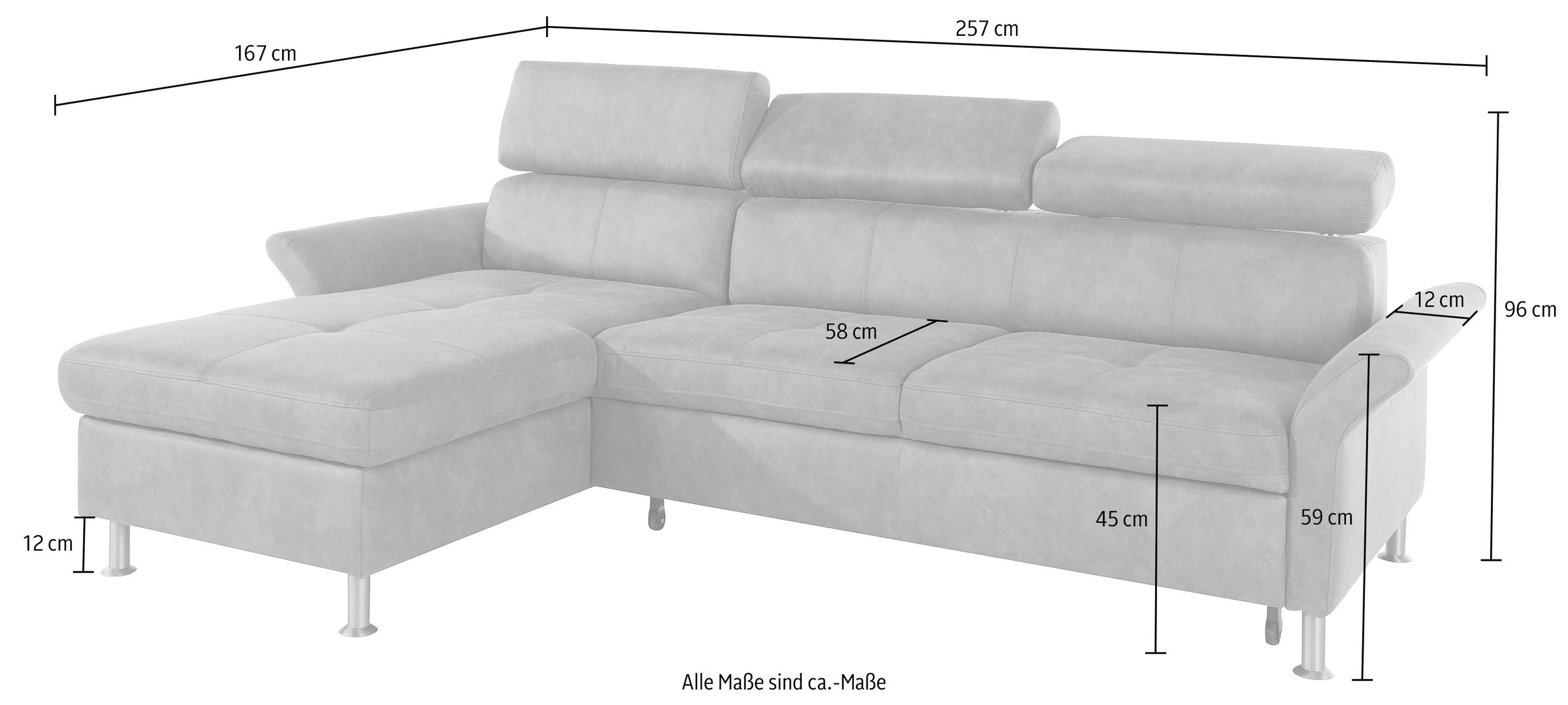 exxpo - sofa fashion Ecksofa »Maretto, bequem und komfortabel, L-Form«, inkl. Kopf- bzw. Rückenverstellung, wahlweise mit Bettfunktion