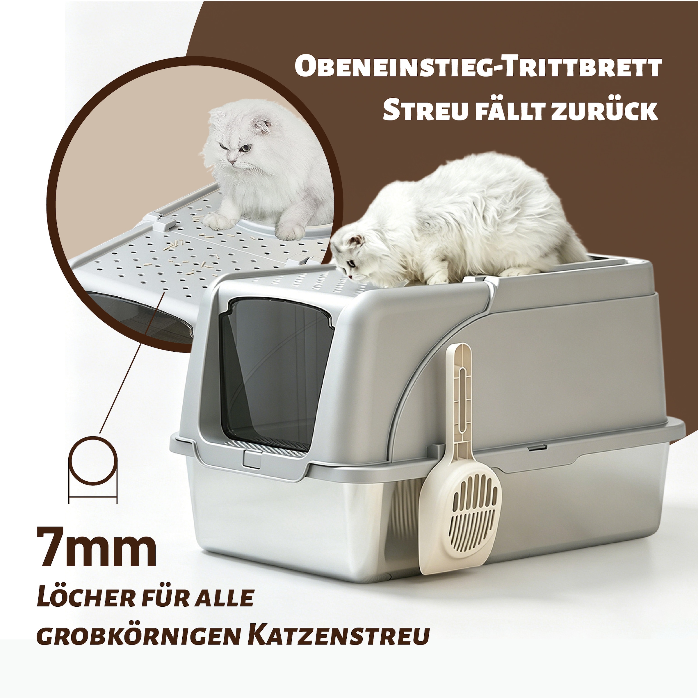 OTTO home Katzentoilette »Tidy« hochwertige Edelstahlschale – leicht zu reinigen, mit Klappdeckel