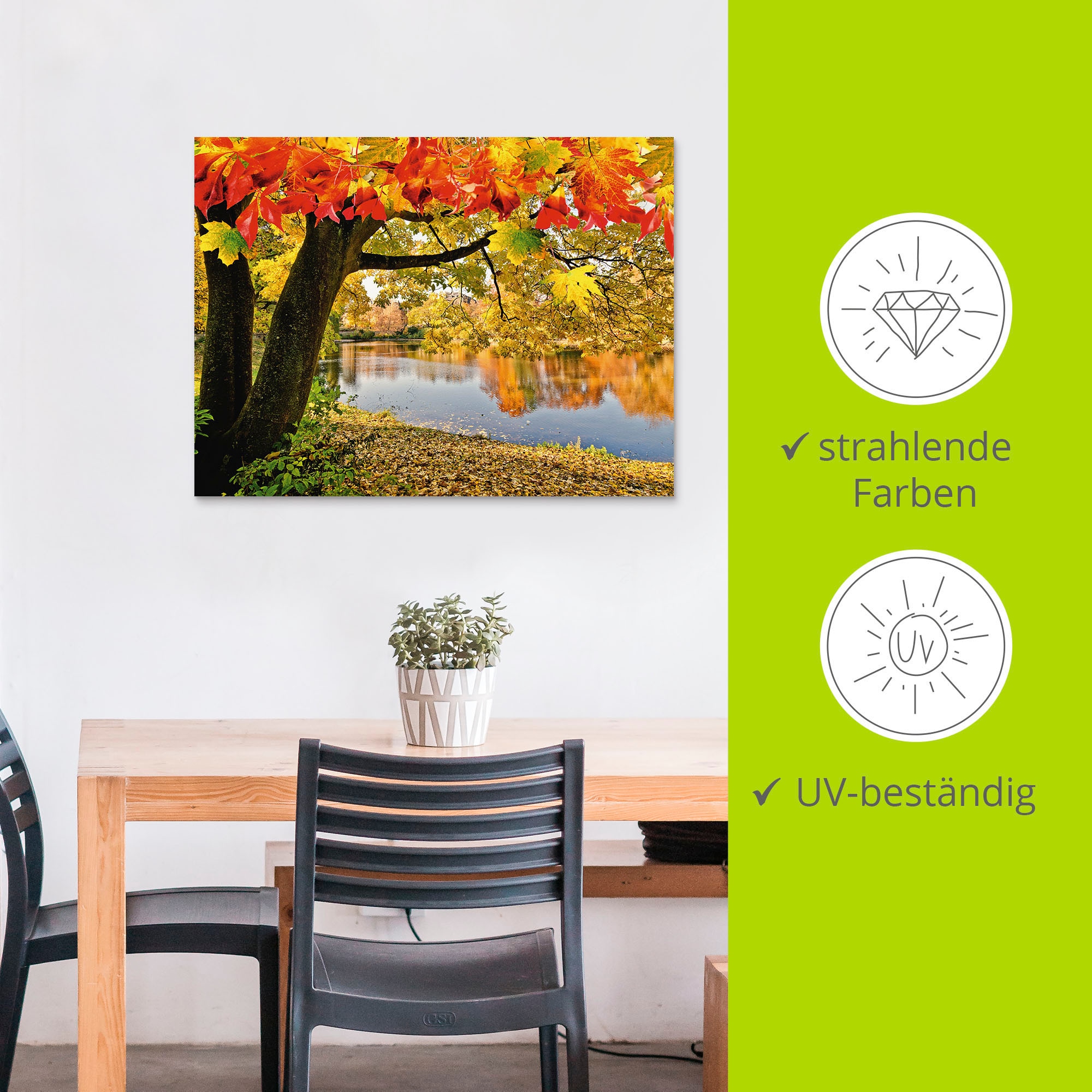 Artland Wandbild »Herbsttag an einem ruhigen See«, Gewässer, (1 St.), als Alubild, Outdoorbild, Leinwandbild in verschied. Größen
