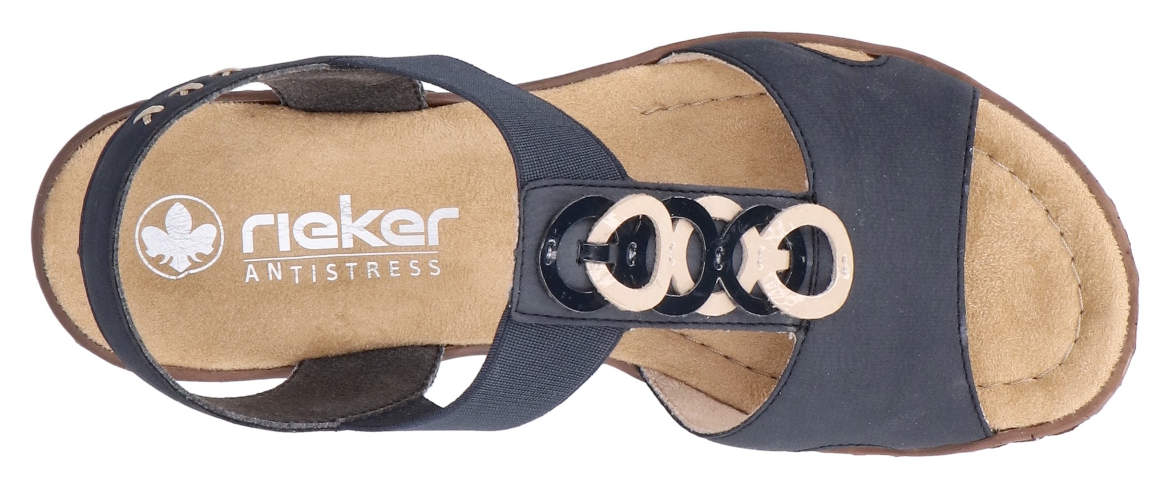 Rieker Keilsandalette, Sommerschuh, Sandale, Plateausandale mit Gummizug für guten Sitz
