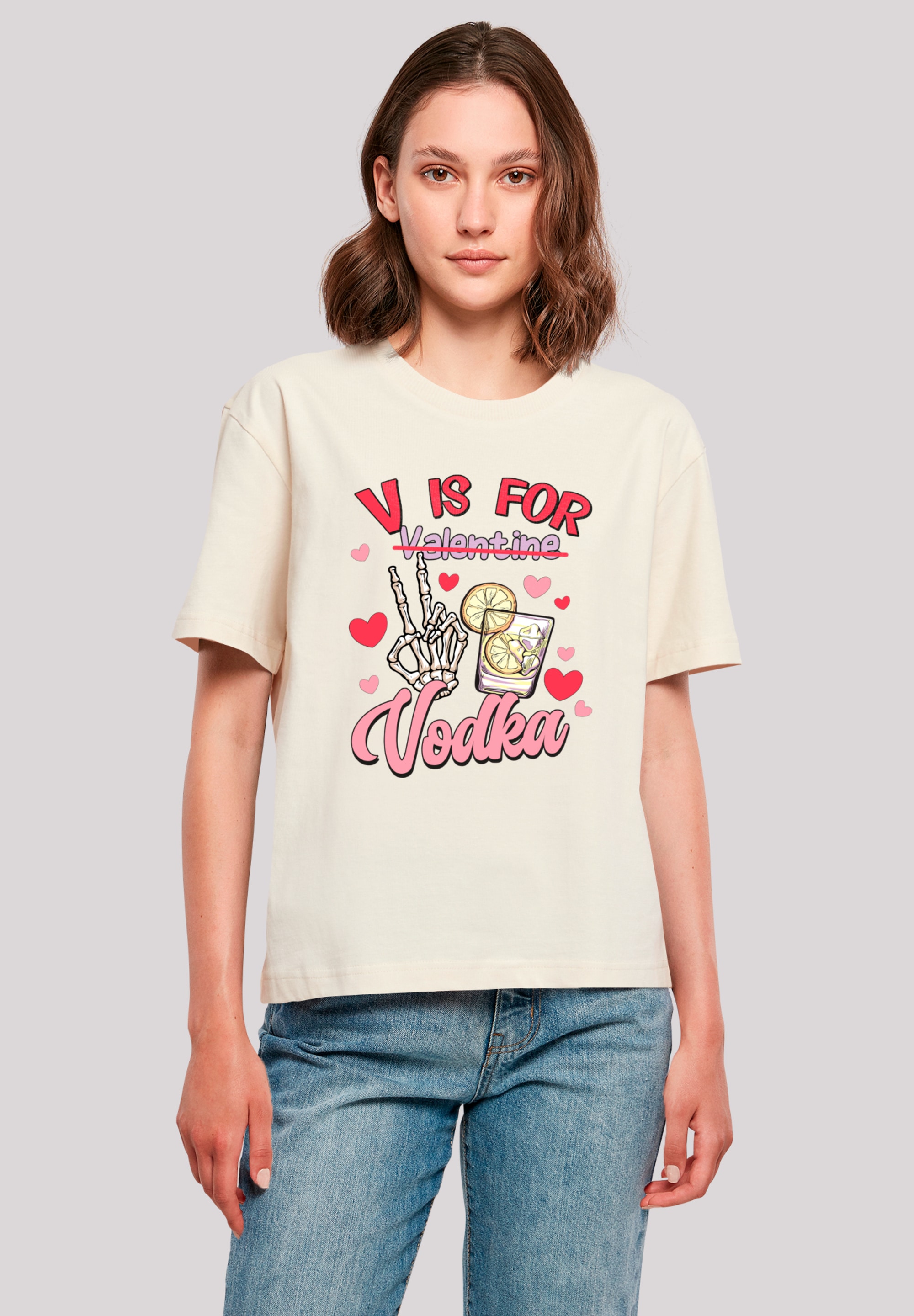 F4NT4STIC T-Shirt "Anti Valentinstag V is for Vodka", Premium Qualität günstig online kaufen