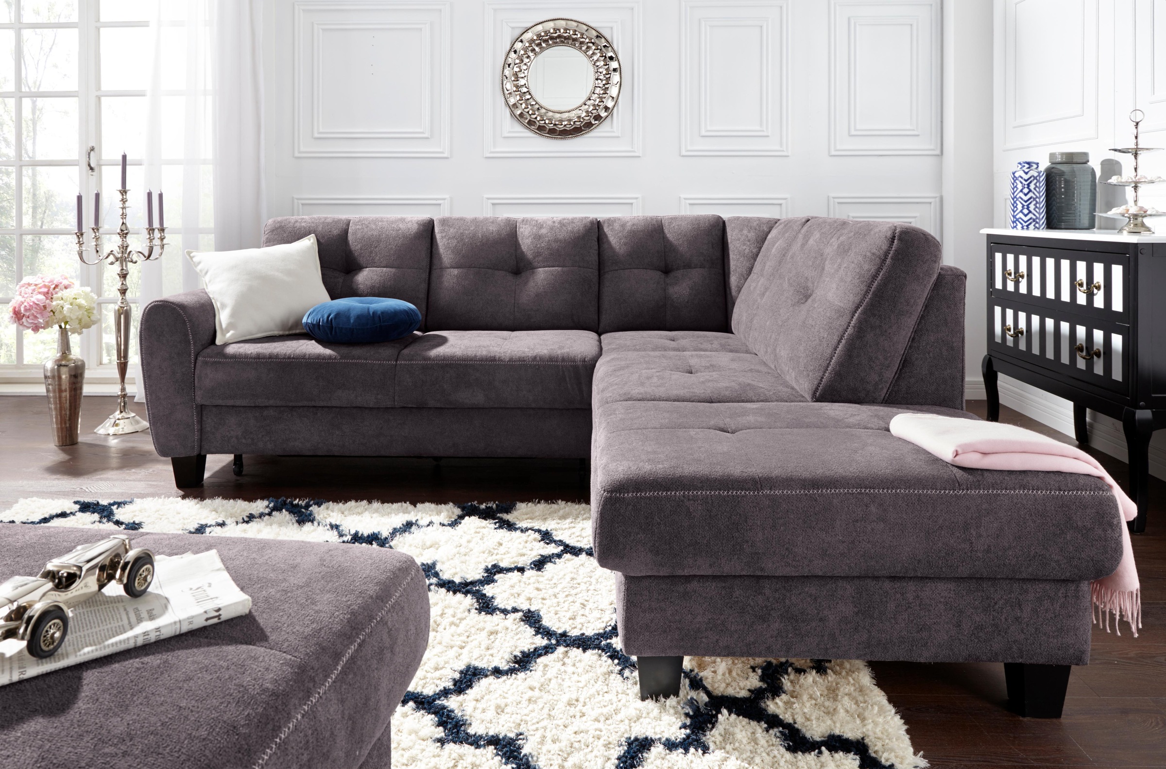 sit&more Ecksofa »Varese L-Form«, mit Federkern, wahlweise mit Bettfunktion und Stauraum