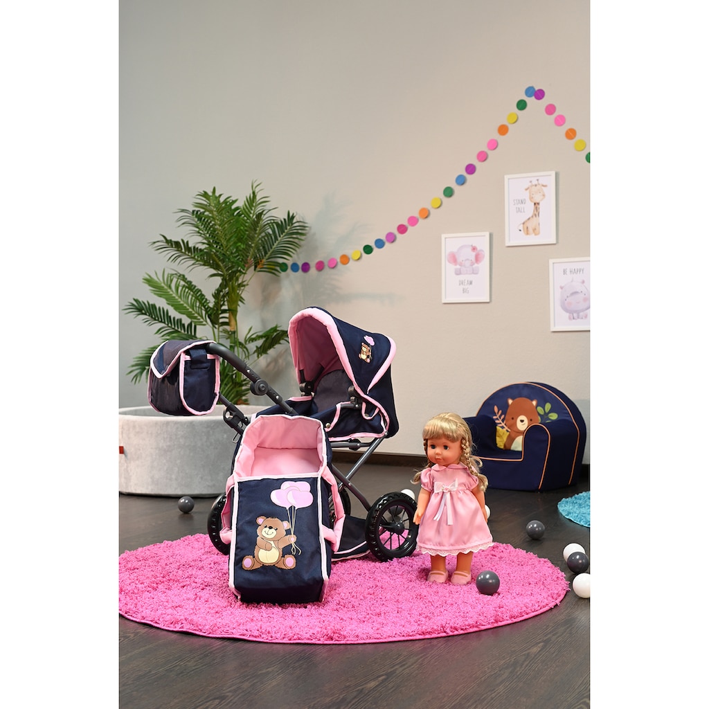 Knorrtoys® Kombi-Puppenwagen »Ruby - Navy Pink Baer«