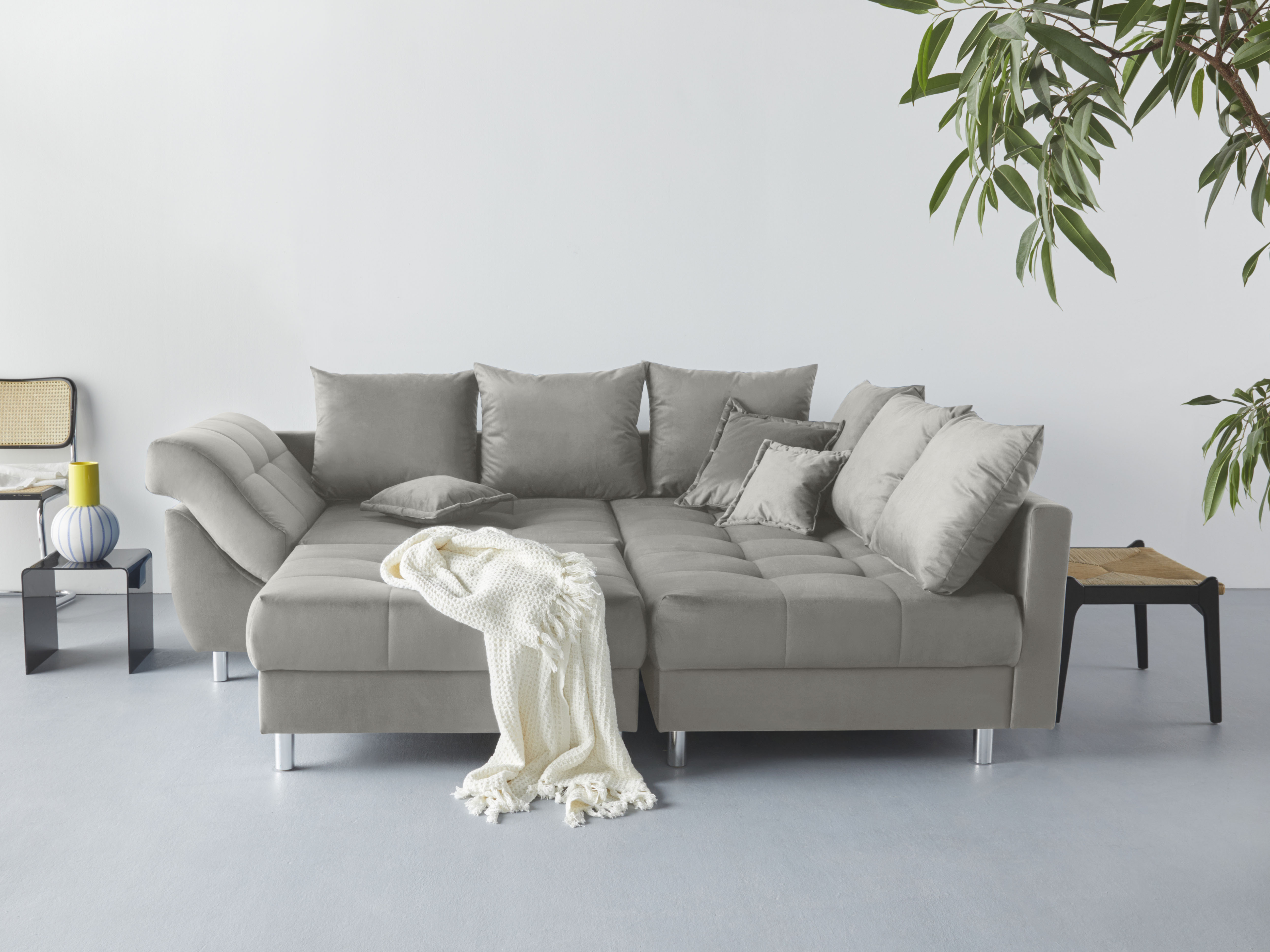 COLLECTION AB Ecksofa "Innsbruck L-Form, B: 247 cm" Set: Sofa & Hocker, 3 Zierkissen, Federkern