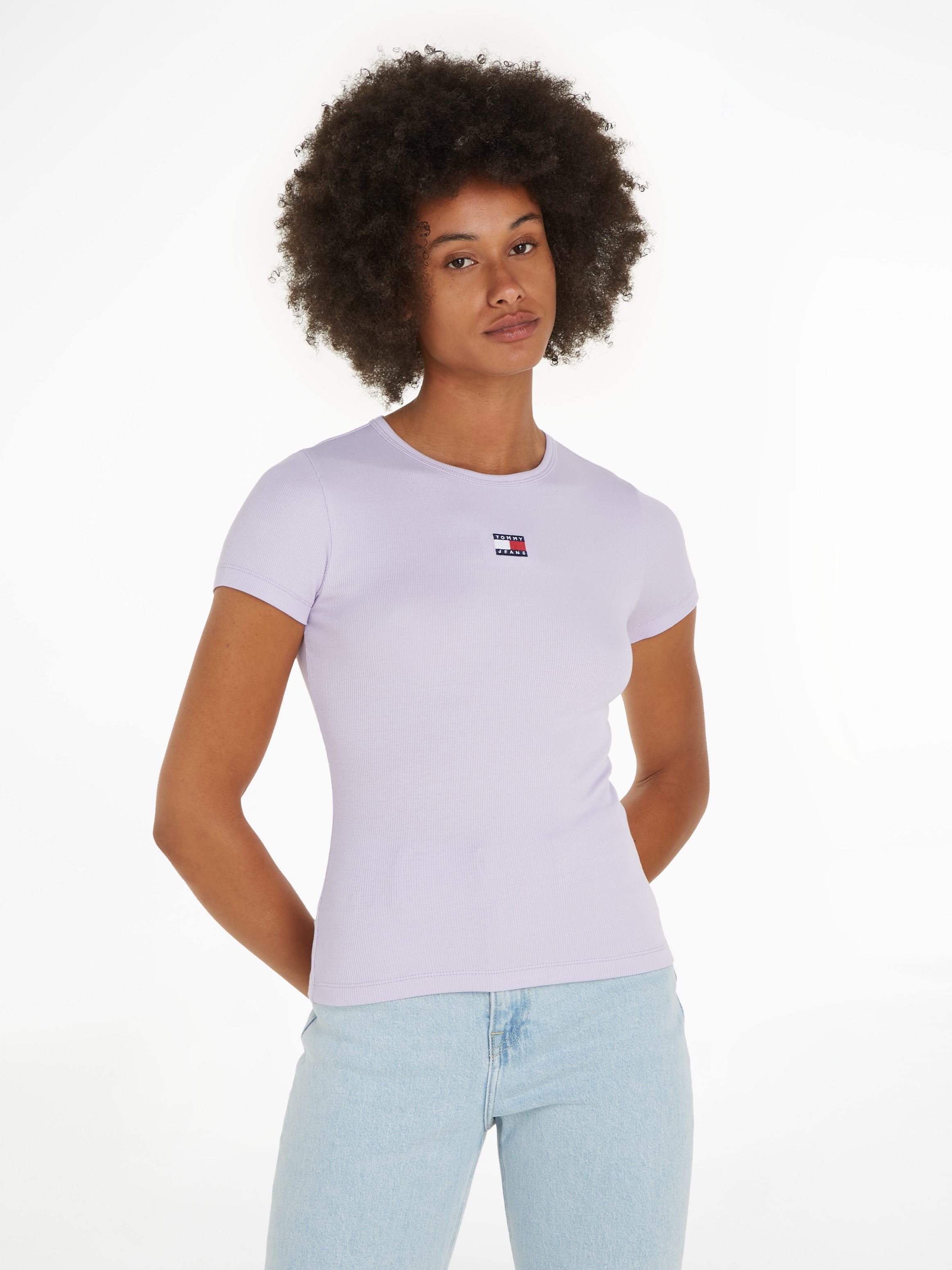 Tommy Jeans T-Shirt "TJW SLIM BADGE RIB TEE", in Rippoptik günstig online kaufen