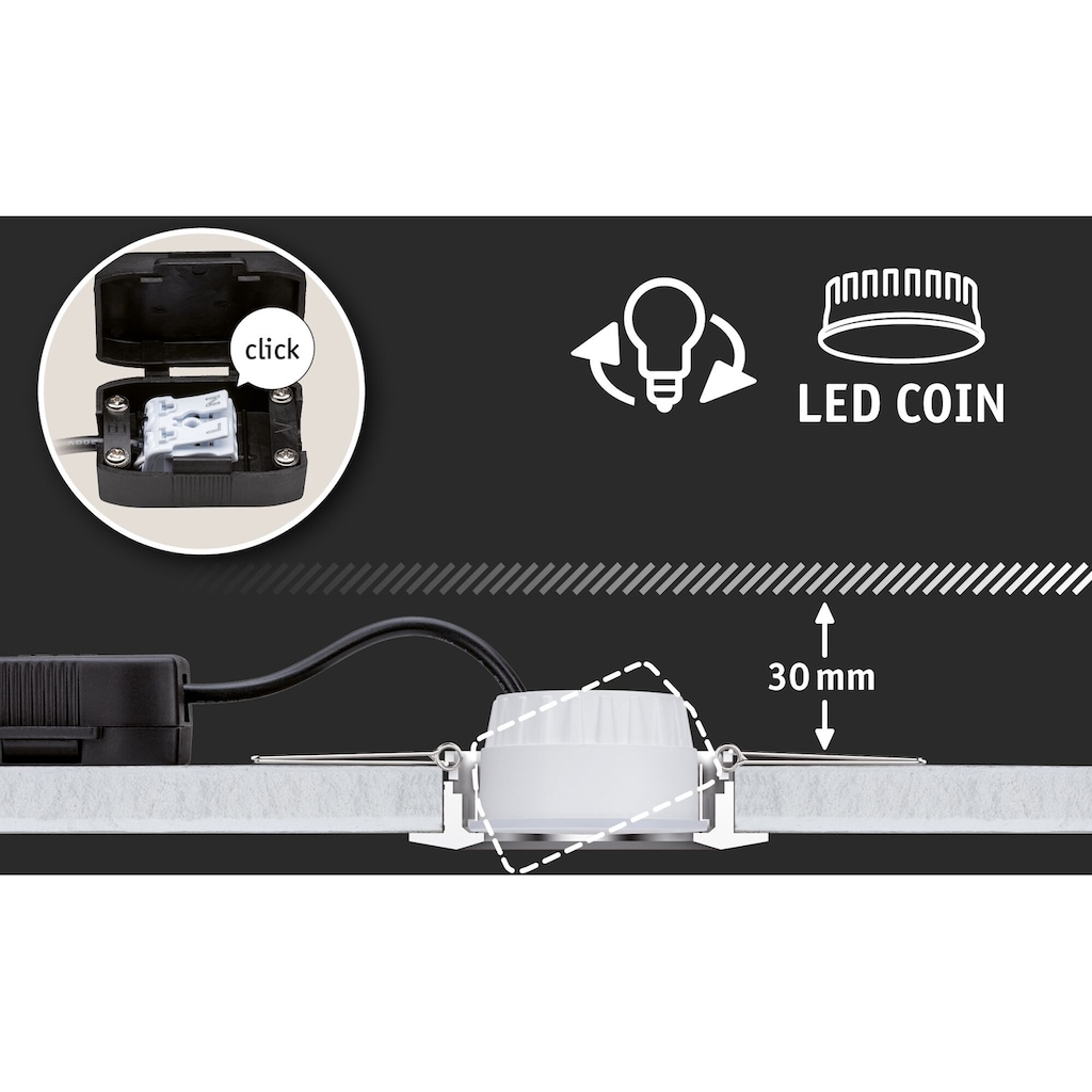 Paulmann LED Bad-Einbauleuchte »Gil«, Schutzart IP44, 3-Stufen-dimmbar, Ø 6,8 cm, inkl. LED Leuchtmittel