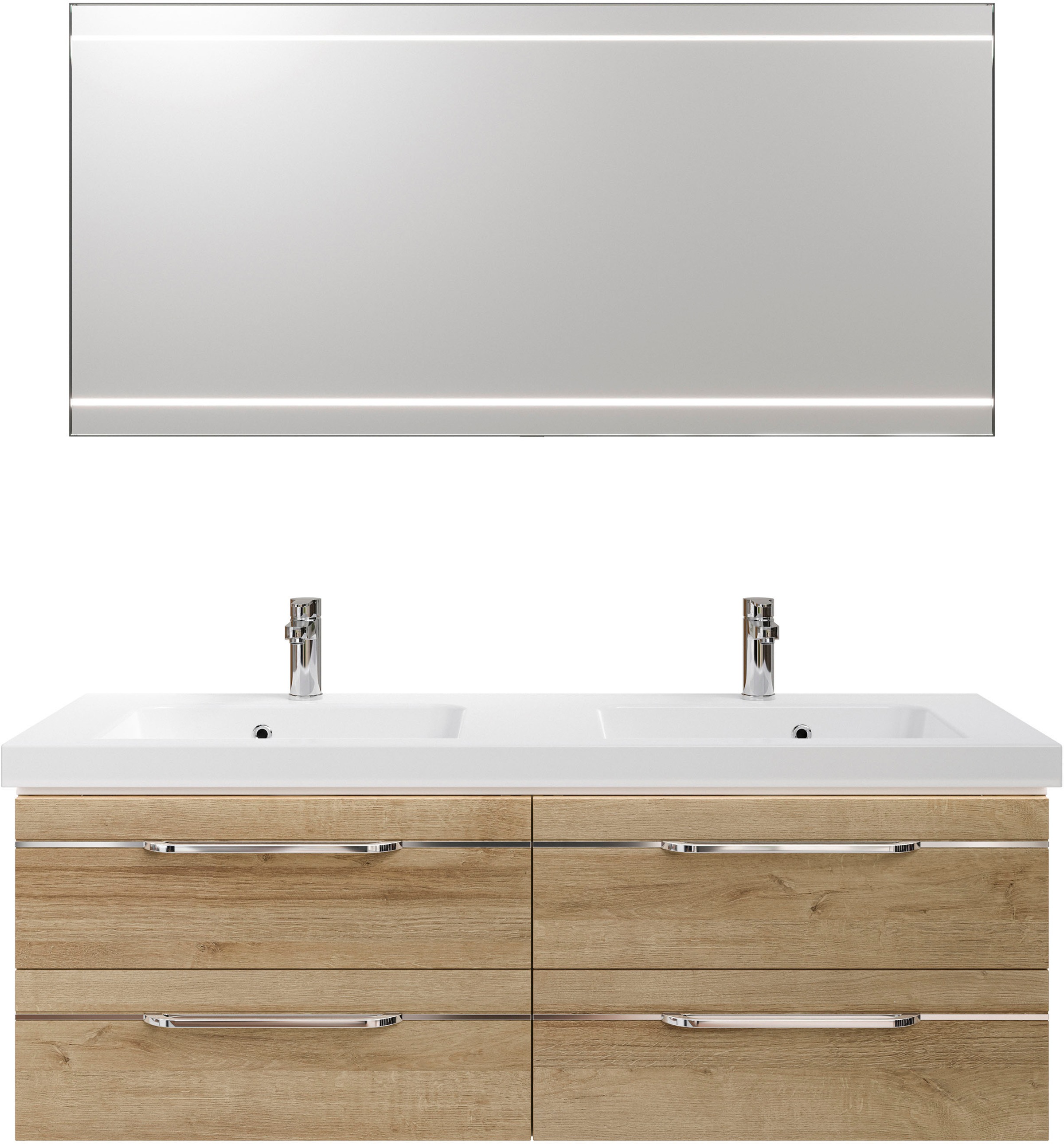 Saphir Badmöbel-Set "Balto 2-teilig Mineralmarmor-Doppelwaschtisch mit LED- günstig online kaufen