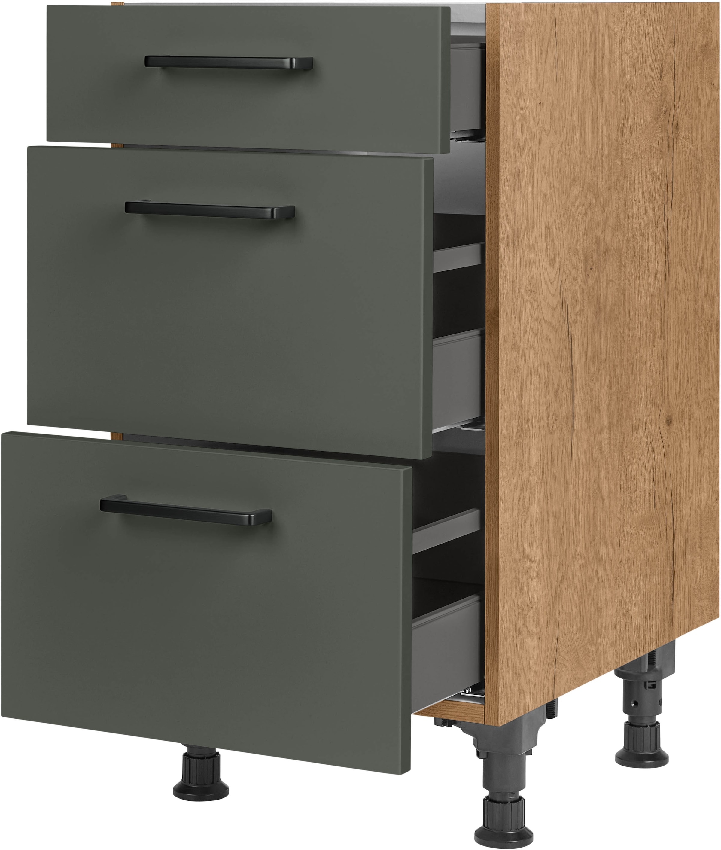 nobilia® Unterschrank »"Easytouch", vormontiert, mit höhenverstellbaren Sockelfüßen, in den«, Breiten 30, 45, 60 und 90 cm, mit Schubkasten und Auszügen