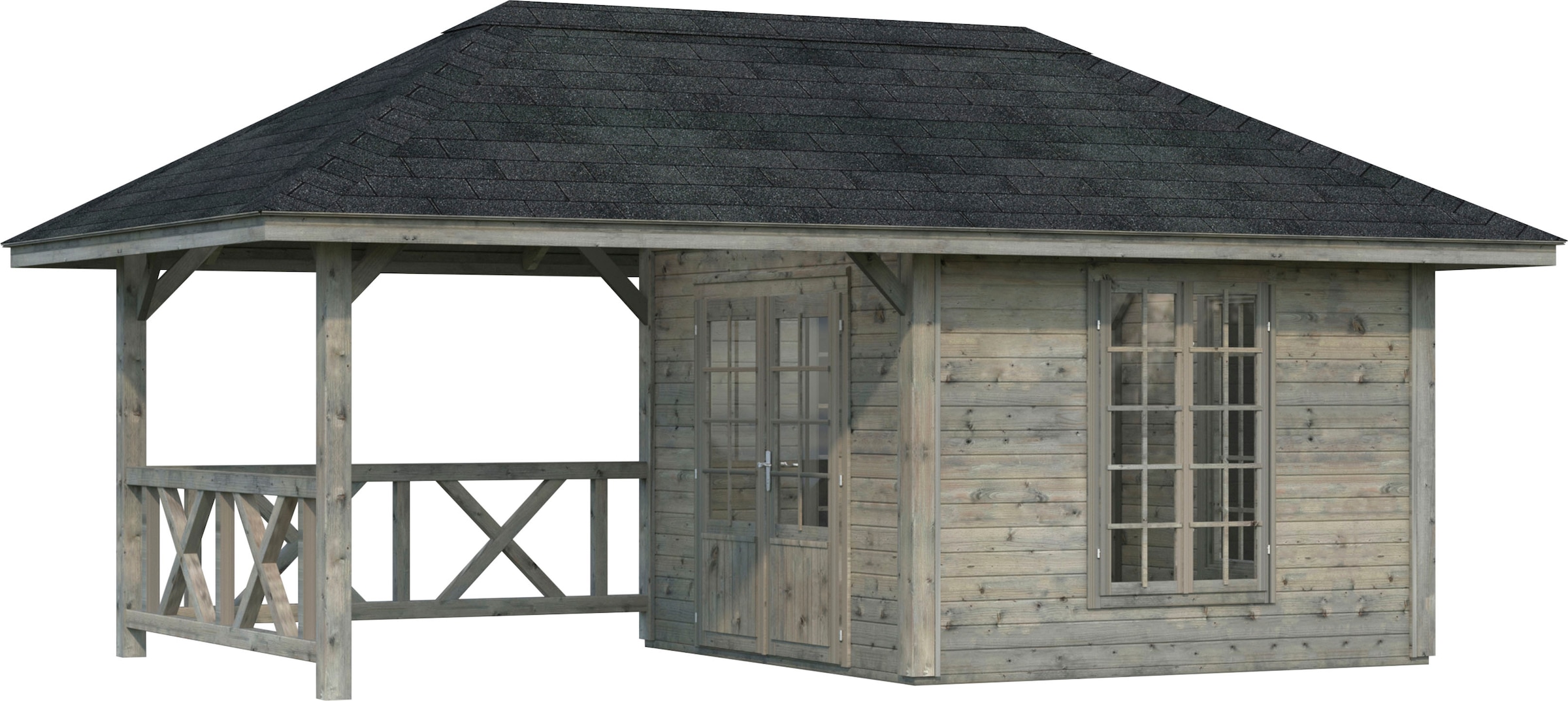 Palmako Holzpavillon "Bianca 16,6 m² Set 7", BxTxH: 588x300x323 cm