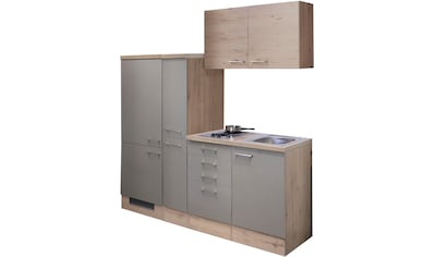 Küche »Riva«, Gesamtbreite 190 cm, mit Apothekerschrank, mit Einbau-Kühlschrank etc.
