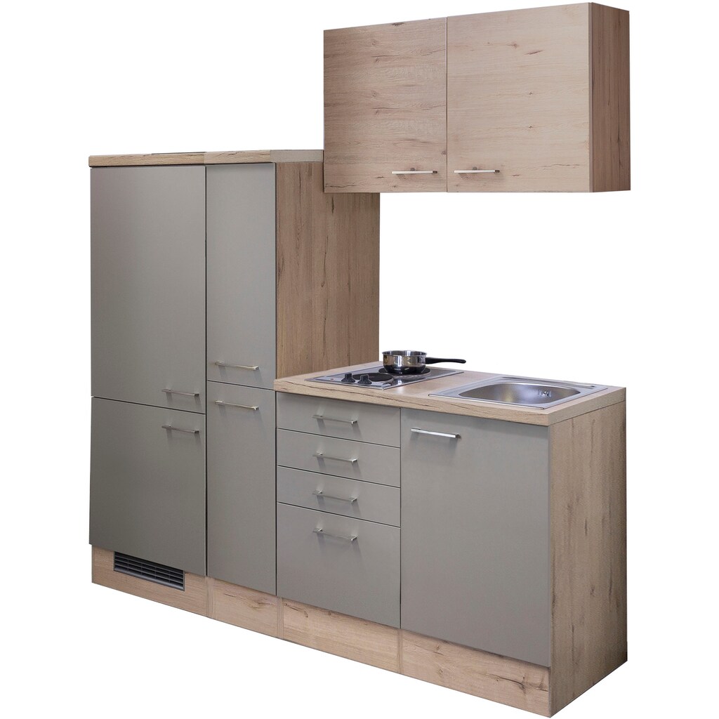 Flex-Well Küche »Riva«, Gesamtbreite 190 cm, mit Apothekerschrank, mit Einbau-Kühlschrank etc.