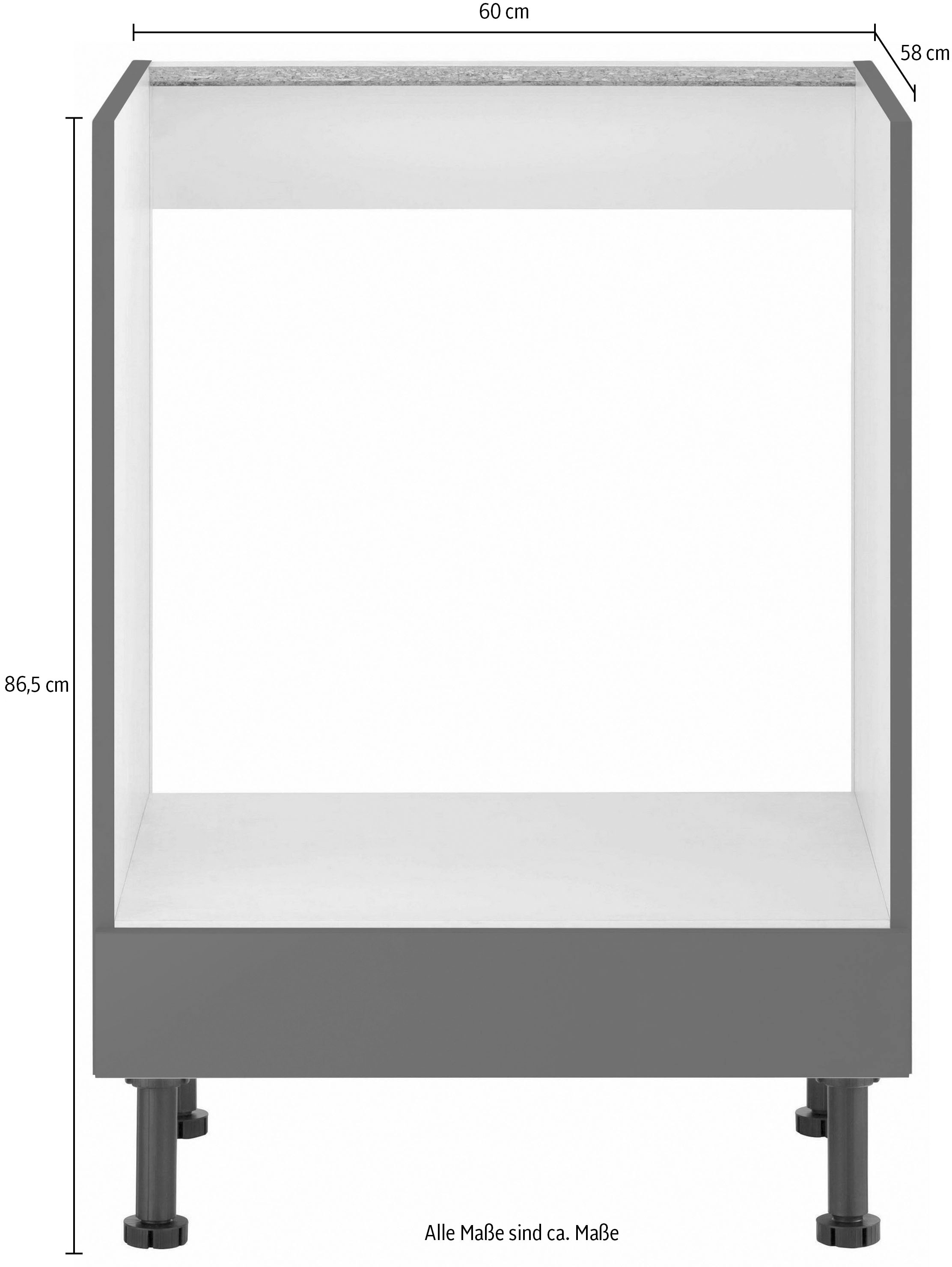 wiho Küchen Herdumbauschrank »Simi«, 60 cm breit, mit verstellbaren Füßen, ohne Arbeitsplatte