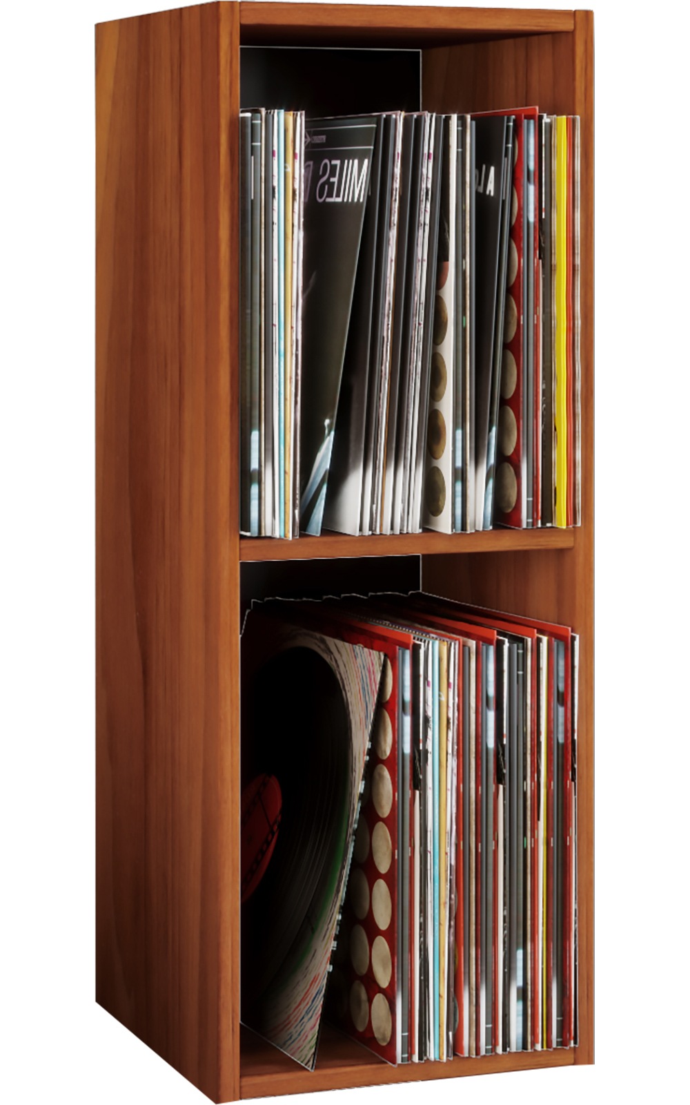 Media-Regal VCM, B:34cm T:30cmkern, nussbaum, Regale, "Holz Schallplatten LP Stand Regal Platto 2fach"