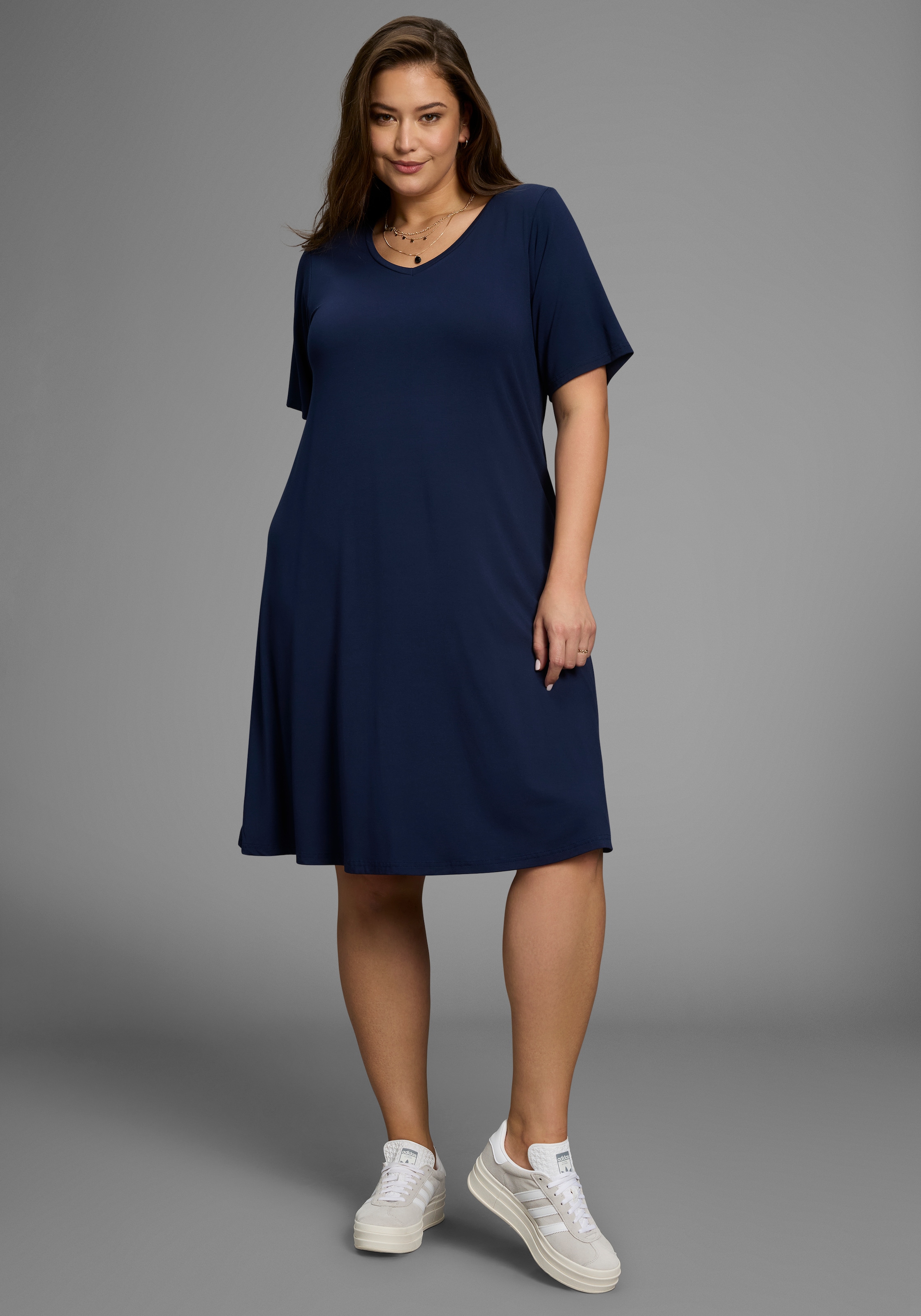 Laura Scott CURVE Jerseykleid, in leicht ausgestellter, fließender Wickelform - GROSSE GRÖSSE