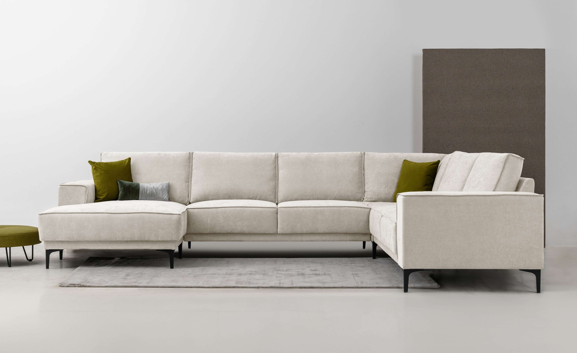 OTTO home Wohnlandschaft "OLAND Struktur fein U-Form, XXL, B: 342 cm, Skandi-Design" Skandi-Design in Struktur, Flachgewebe, Luxus-Microfaser, Boucle