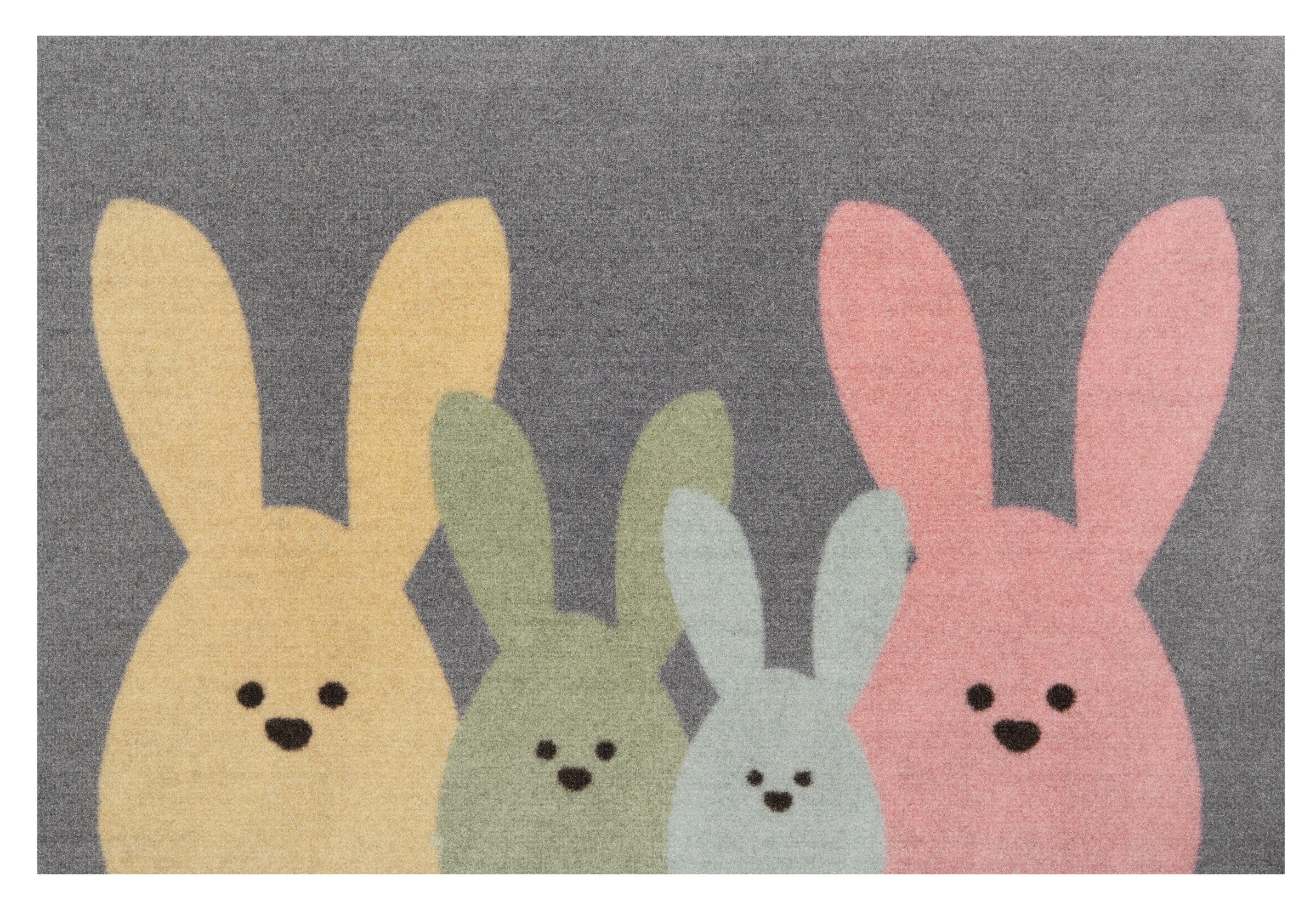 HANSE Home Fußmatte »Bunny Family, Türmatte«, rechteckig, 7 mm Höhe, Schmutzfangmatte, In-& Outdoor, Rutschfest, Waschbar, Türmatte, Ostern