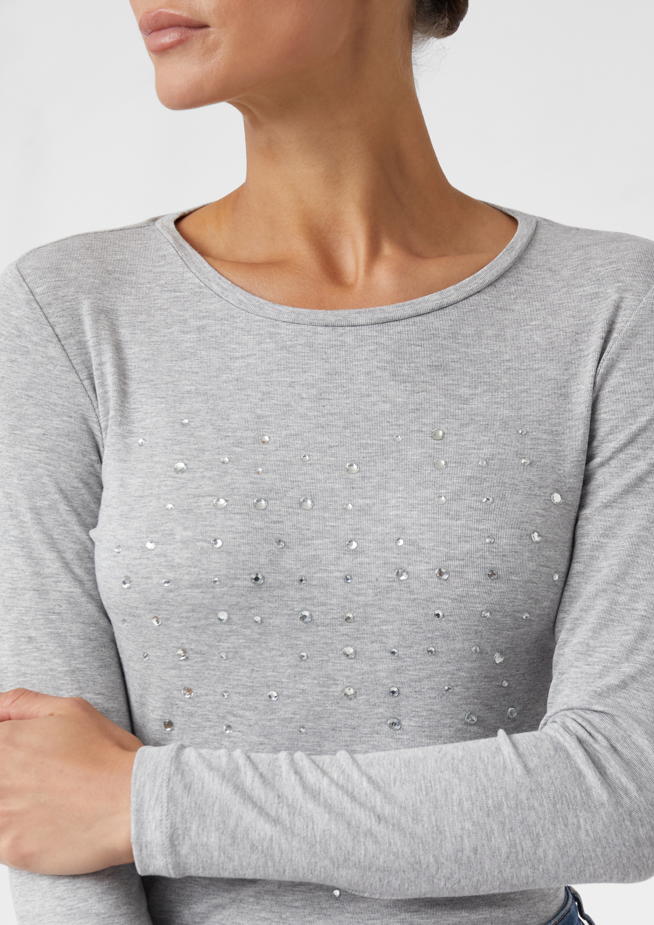 comma casual identity Longsleeve mit Glitzersteinen und aus Viskose günstig online kaufen