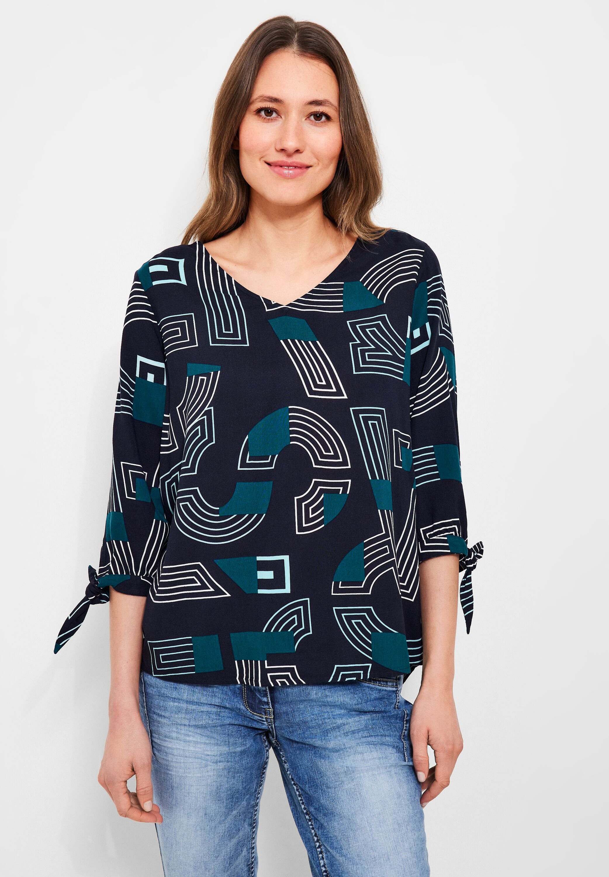 Cecil Shirtbluse mit V-Ausschnitt