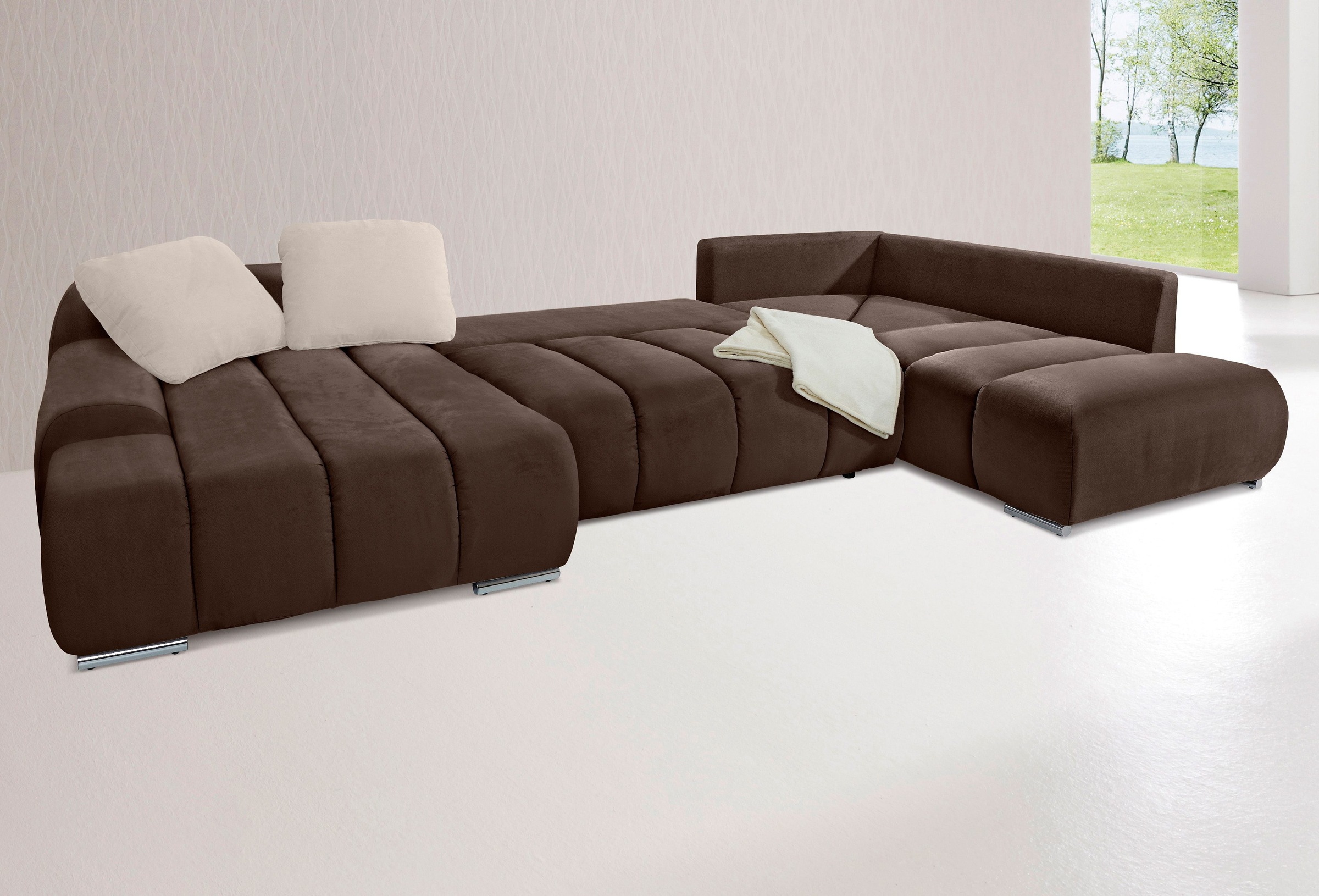 Home affaire Wohnlandschaft "Bono U-Form" wahlweise mit Bettfunktion günstig online kaufen