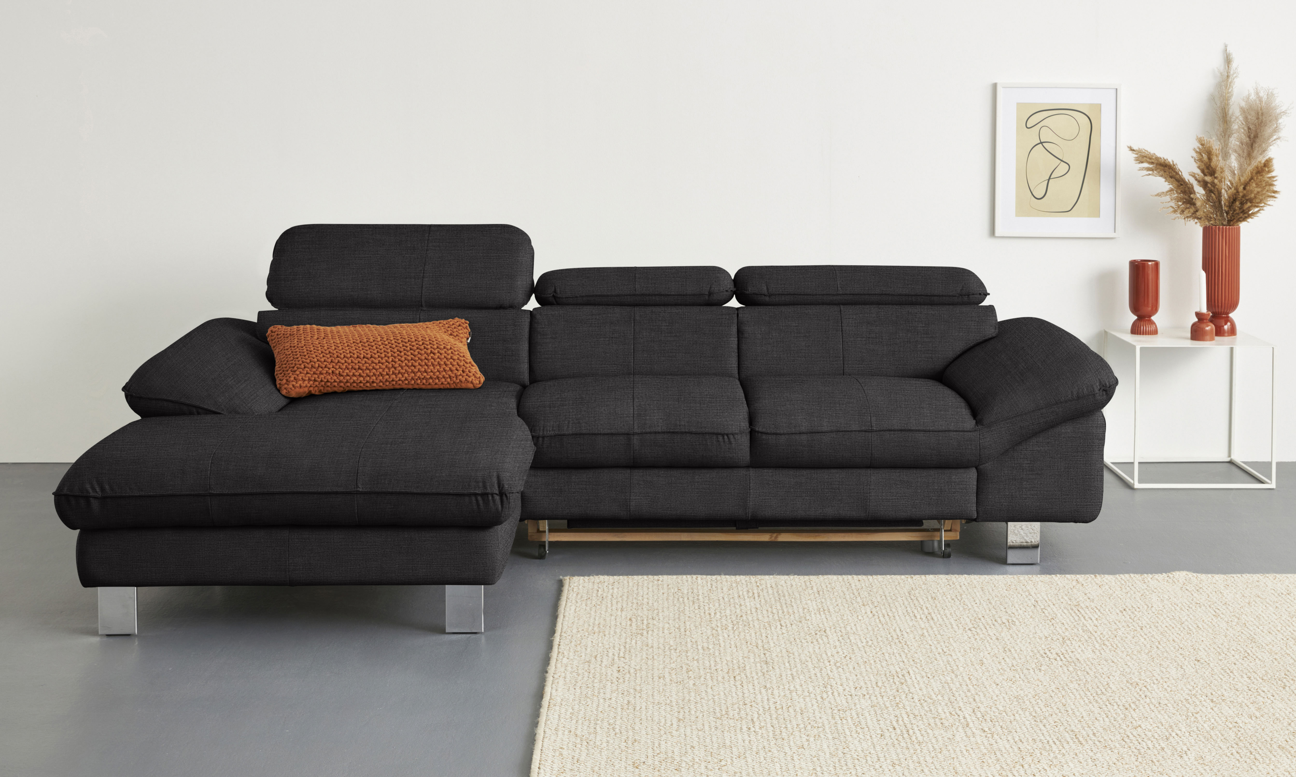 COTTA Ecksofa "Driver L-Form, B:268 cm, moderne Couch mit Wellenunterfederung" Kopfteilverstellung, optional Schlaffunktion & Bettkasten