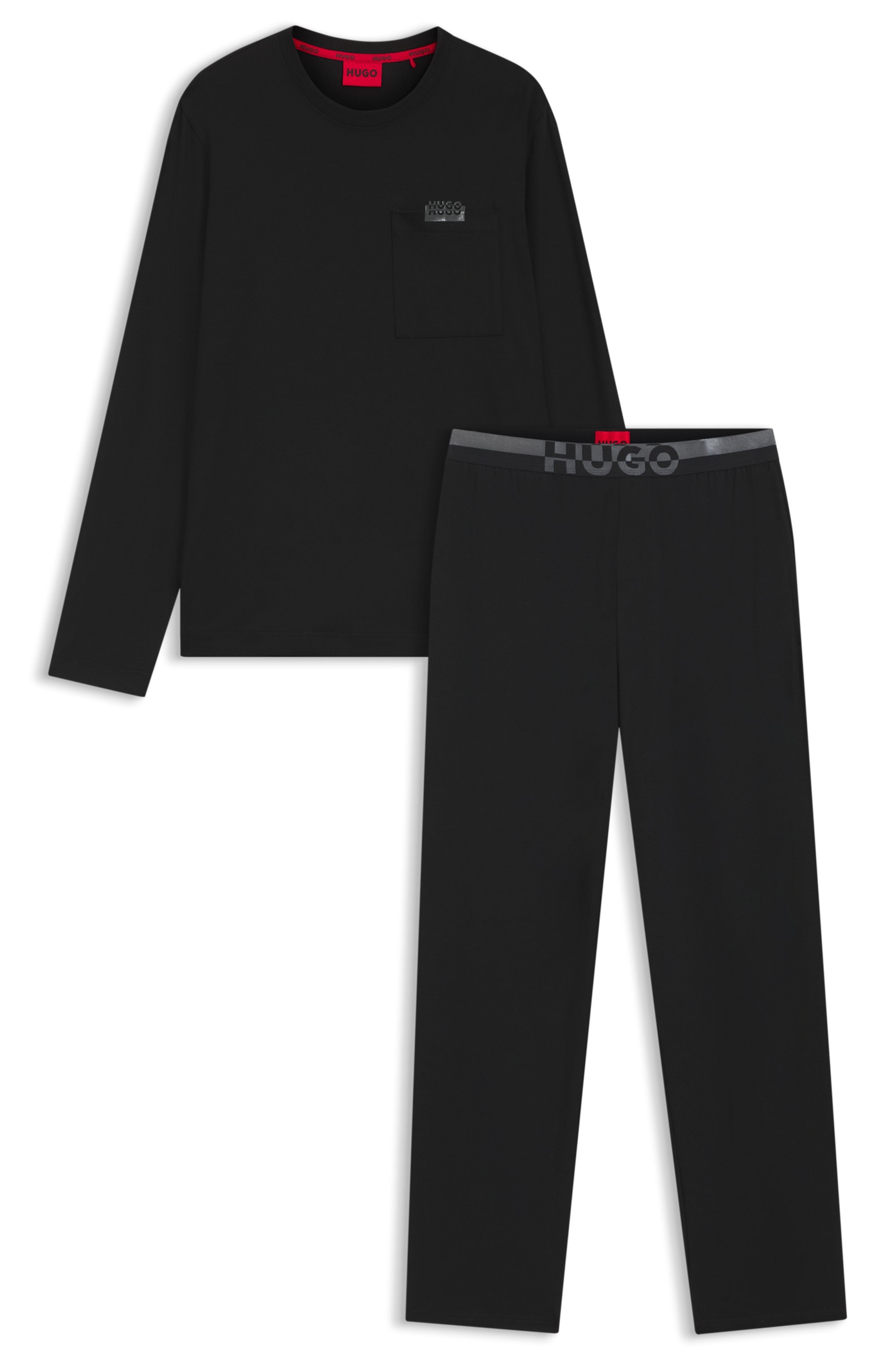 HUGO Underwear Pyjama »NOCTO LONG SET«, aus Stretch-Jersey mit Split-Logos, relaxed fit
