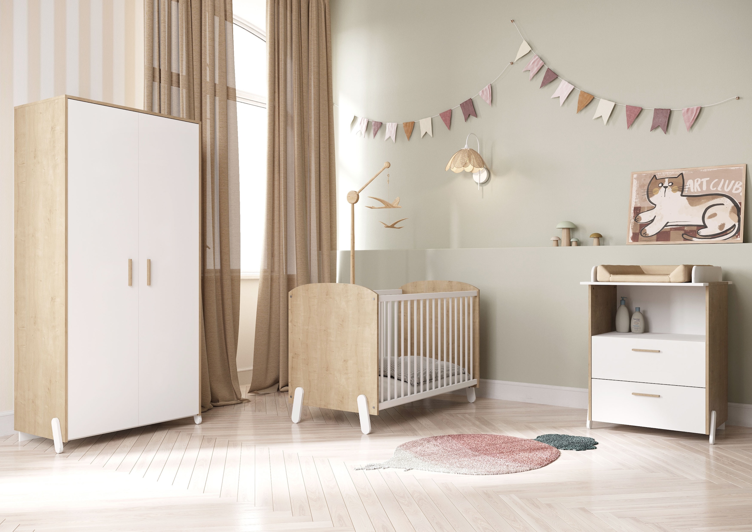 Demeyere GROUP Kinderkleiderschrank »Naili«, (Packung), Schrank 2 Turen Weiss Hamilton