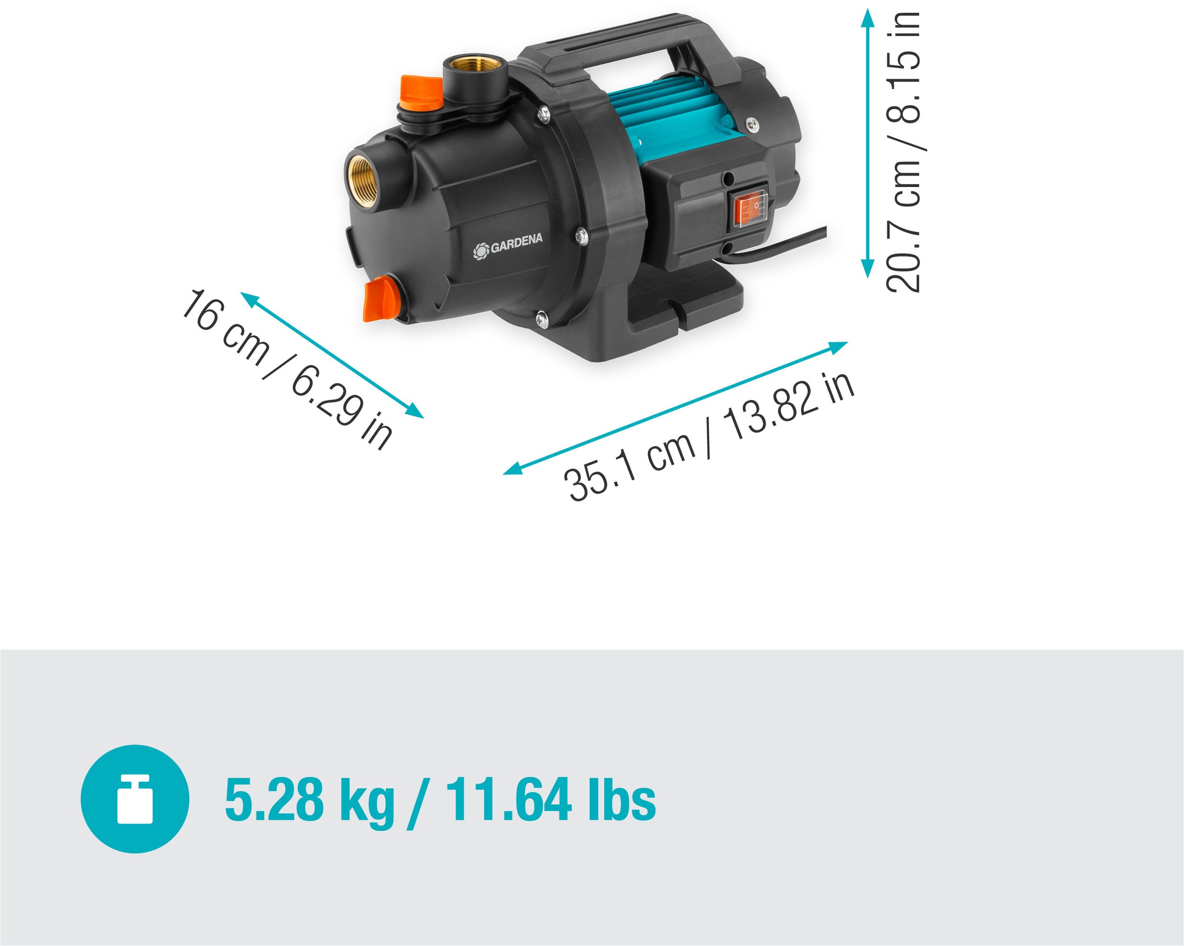 GARDENA Gartenpumpe »3000/4 BASIC«, multifunktional für alle Bedürfnisse, 3000 l/h, 600 W