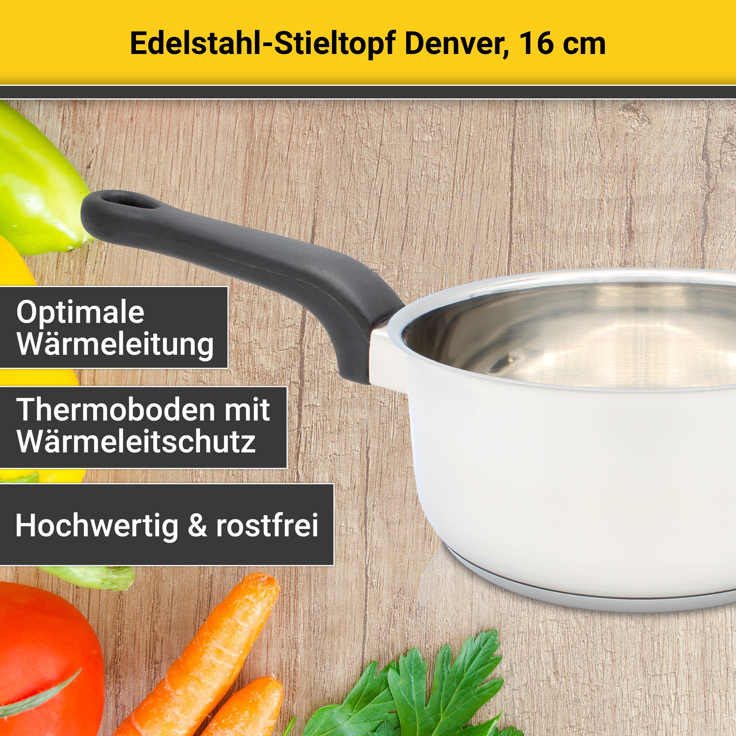 Krüger Kasserolle »Denver« Edelstahl 1 Stk. tlg. Ø 16 cm, Induktion