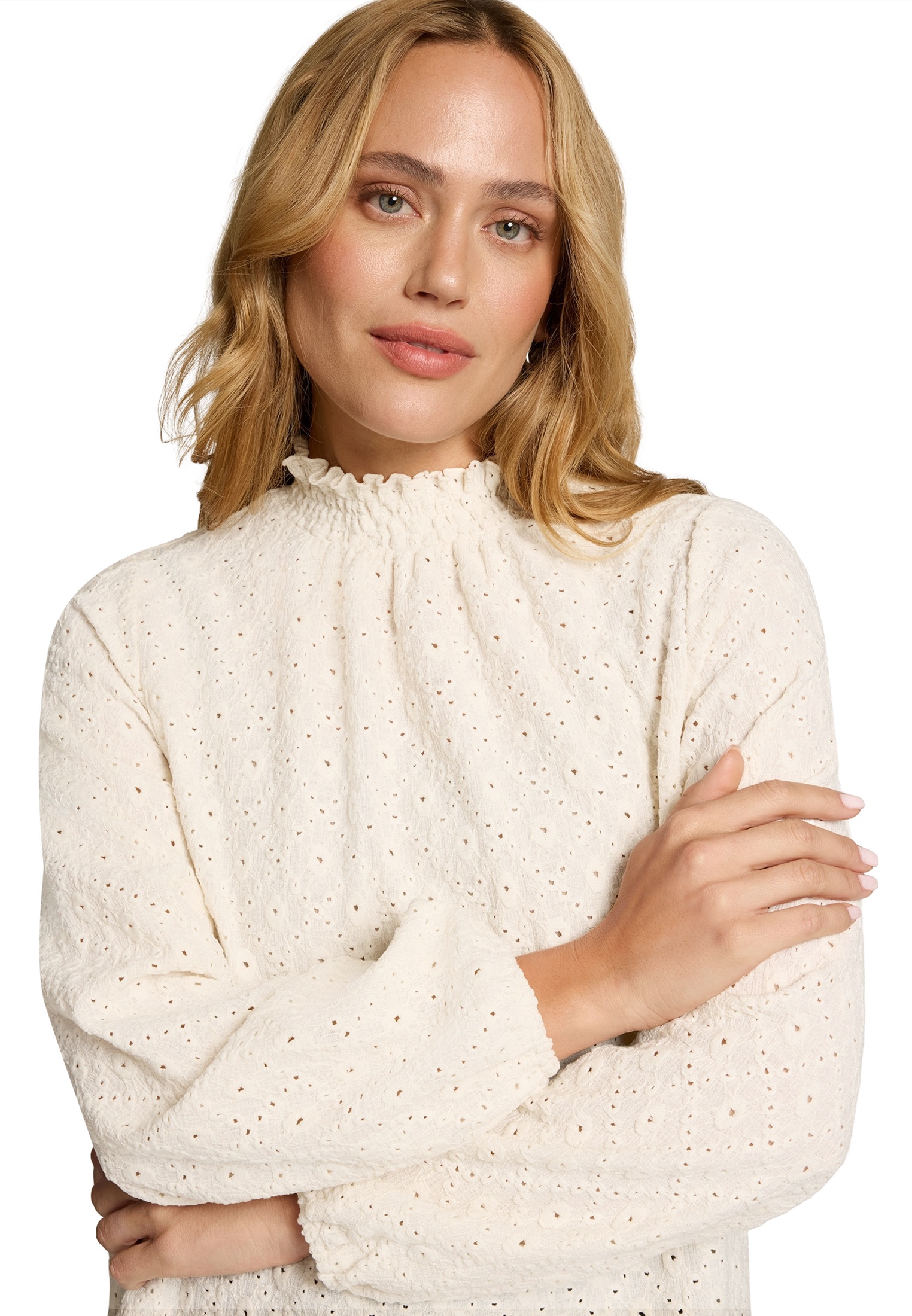 Zero Klassische Bluse »Damen mit Lochmuster«