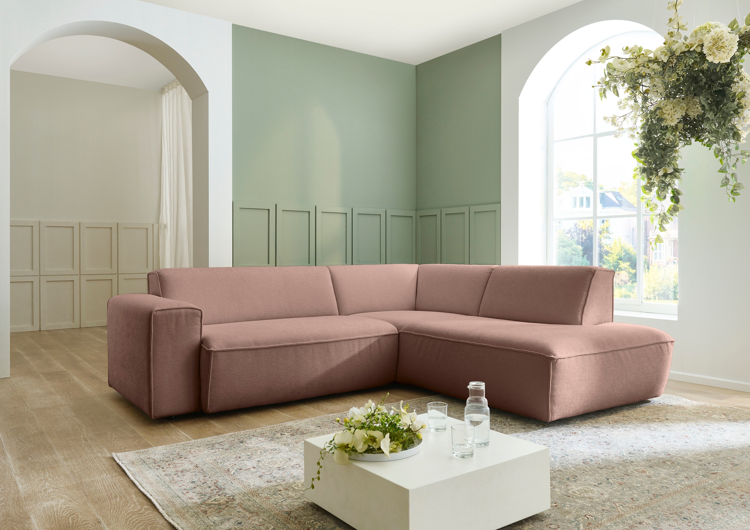 Ecksofa DIE PLANBAR "MP-IN24083", harry rose, B:254cm H:75cm T:227cm, 100% Polyester, Sofas, Ecksofa, SoftSitz-Kaltschaumpolsterung, wahlweise mit motorischer Vorziehbank 4