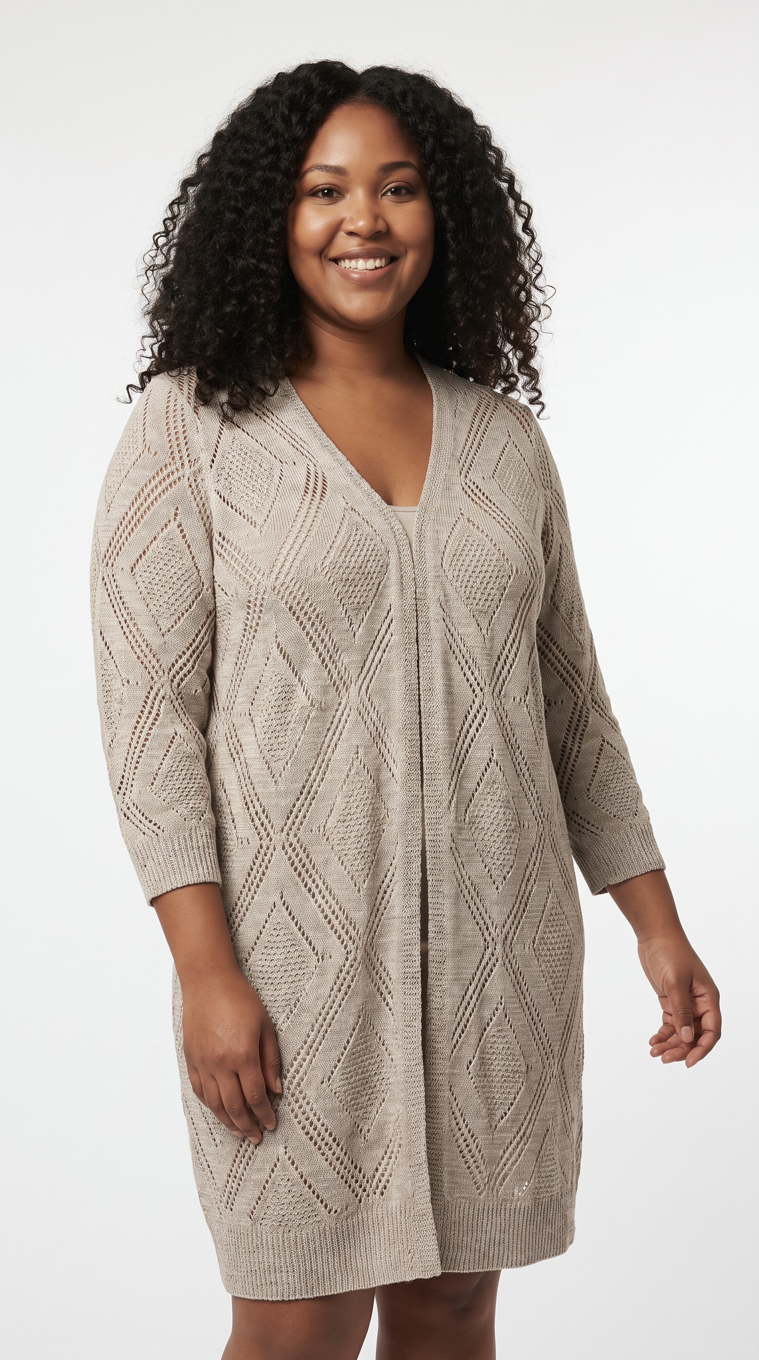 ONLY CARMAKOMA Strickjacke "CARPAMELA 4/5 OPEN CARDIGAN KNT"