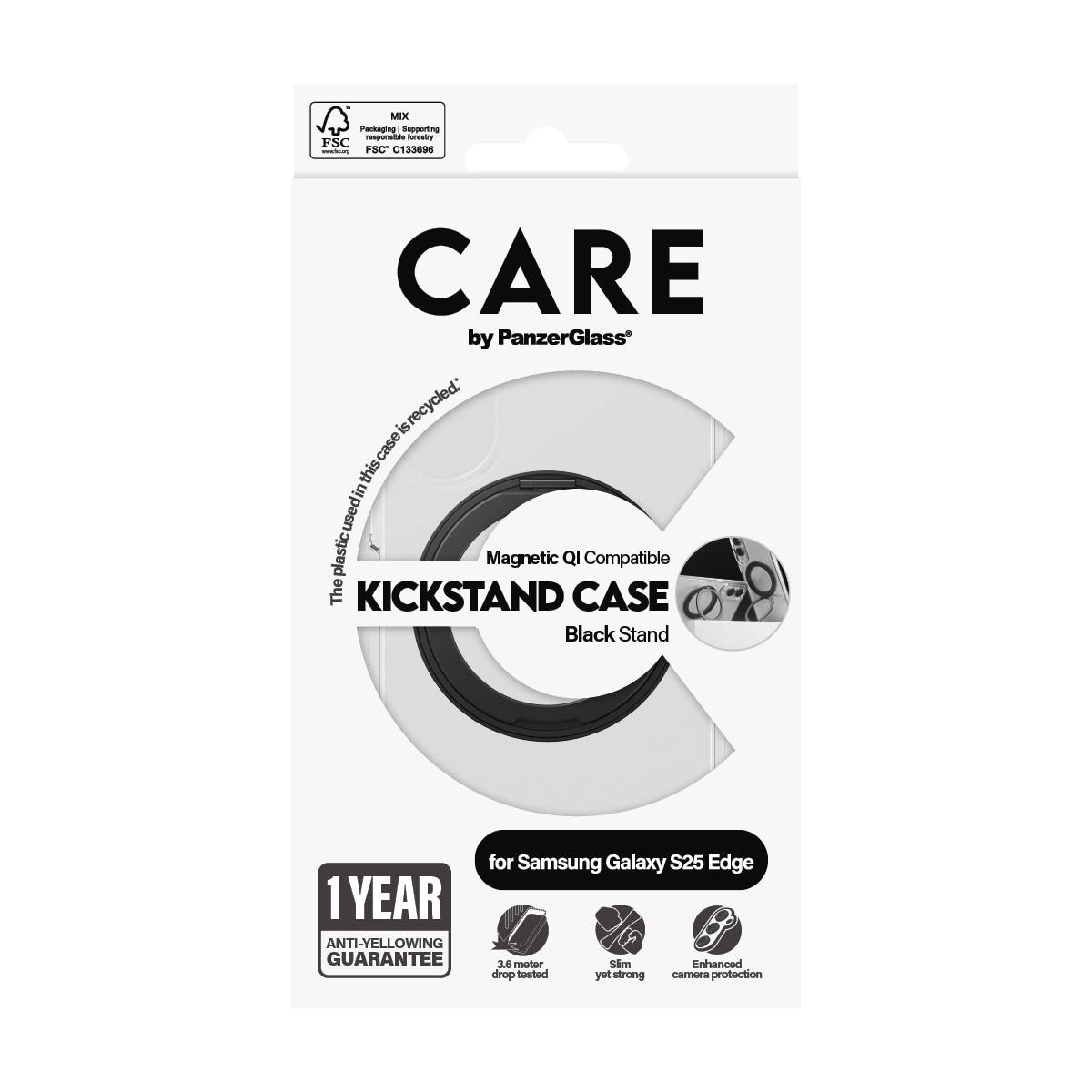 CARE by PanzerGlass Backcover »MagSafe Compatible Kickstand Case für Samsung Galaxy S25 Edge«, Samsung Galaxy S25 Edge, Backcover, Schutzhülle, Handyschutzhülle, Case, Schutzcase, stoßfest