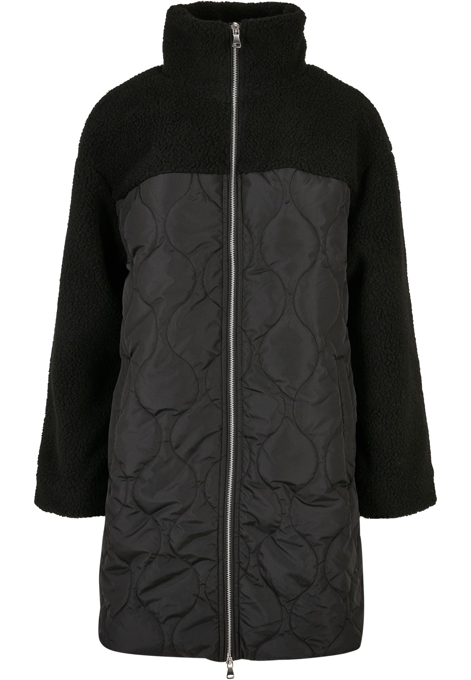 »Damen St.), URBAN bestellen (1 CLASSICS | Winterjacke Oversized BAUR Quilted ohne für Coat«, Sherpa Ladies Kapuze