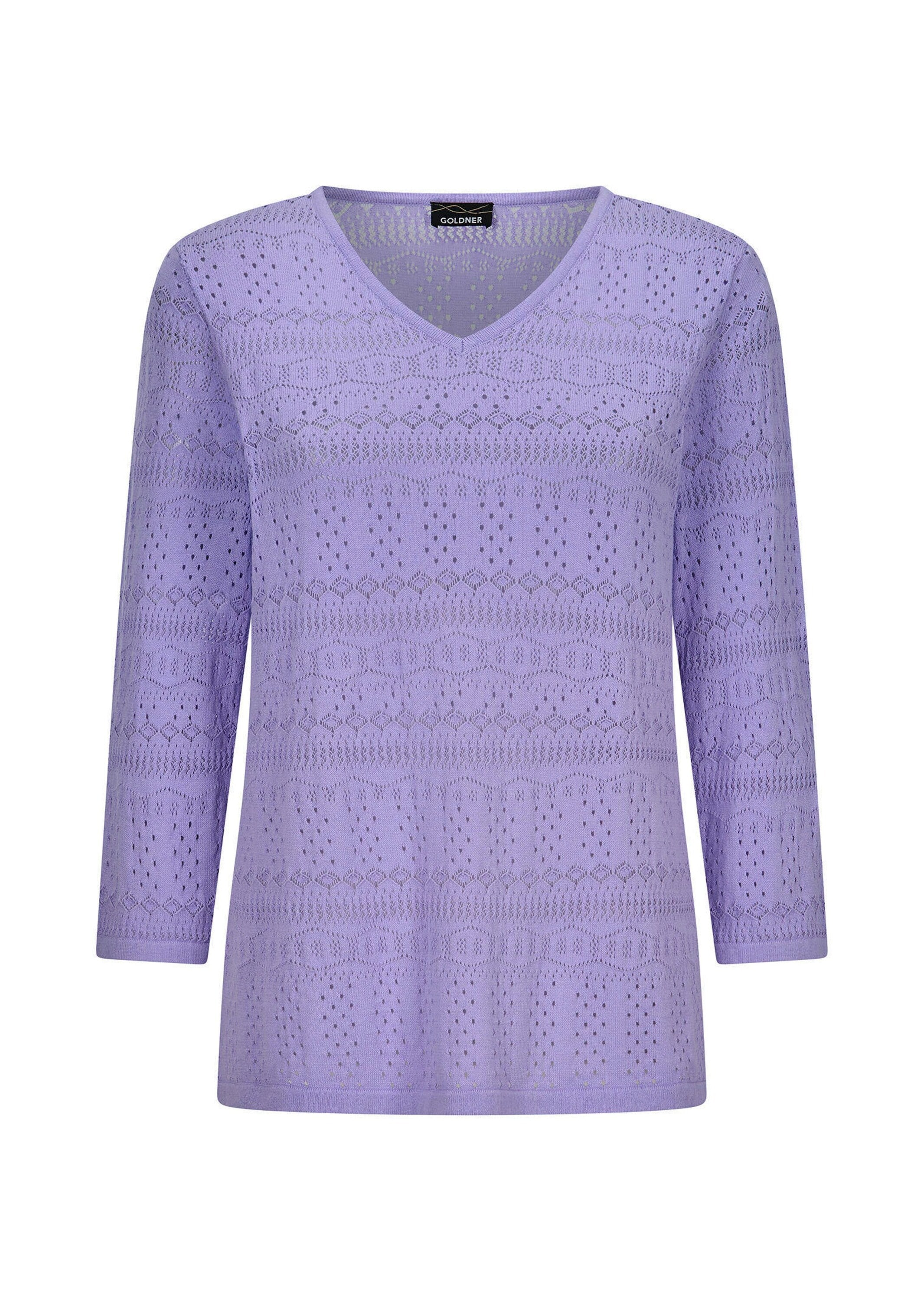 GOLDNER Rundhalspullover "Kurzgröße Sommerpullover mit V-Ausschnitt" angene günstig online kaufen