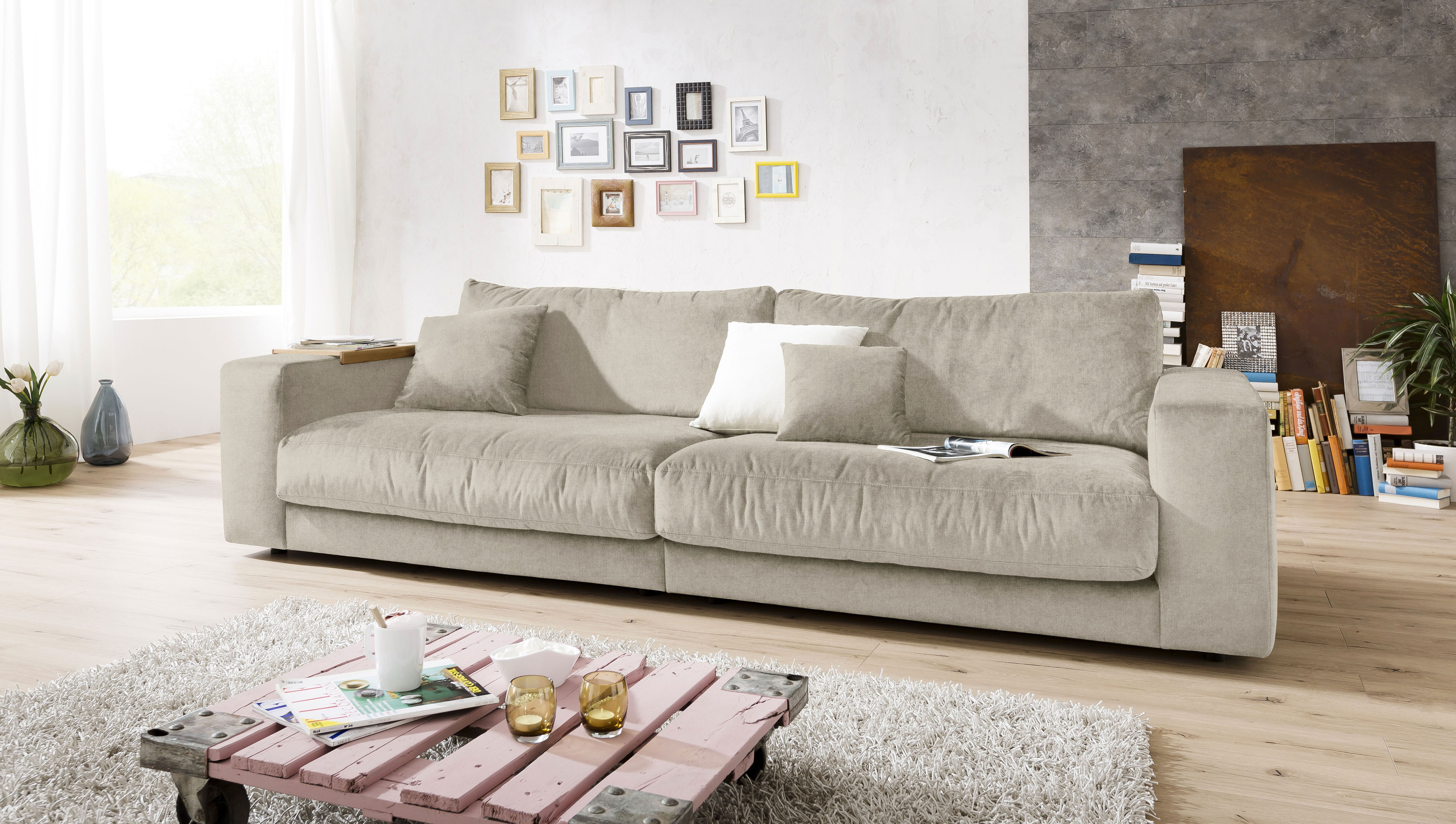 3C Candy Big-Sofa "Enisa II" incl. 1 Flatterkissen, Wahlweise mit Flecken-Schutz-Bezug Easy care