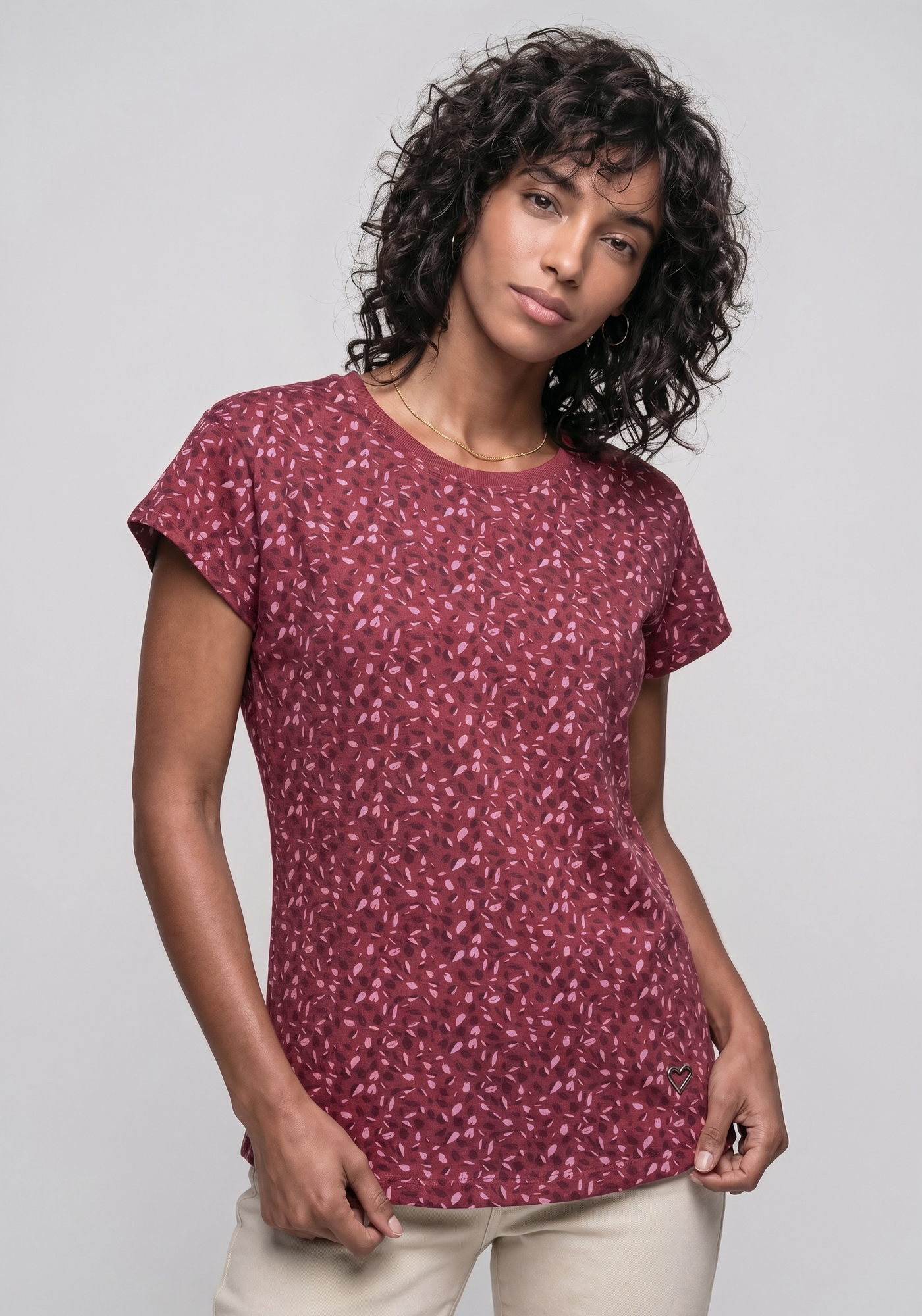 Alife & Kickin 1100000002199 »FelinaAK B« modisches Basic-Shirt mit Rundhals-Ausschnitt, rundem Saum und allover