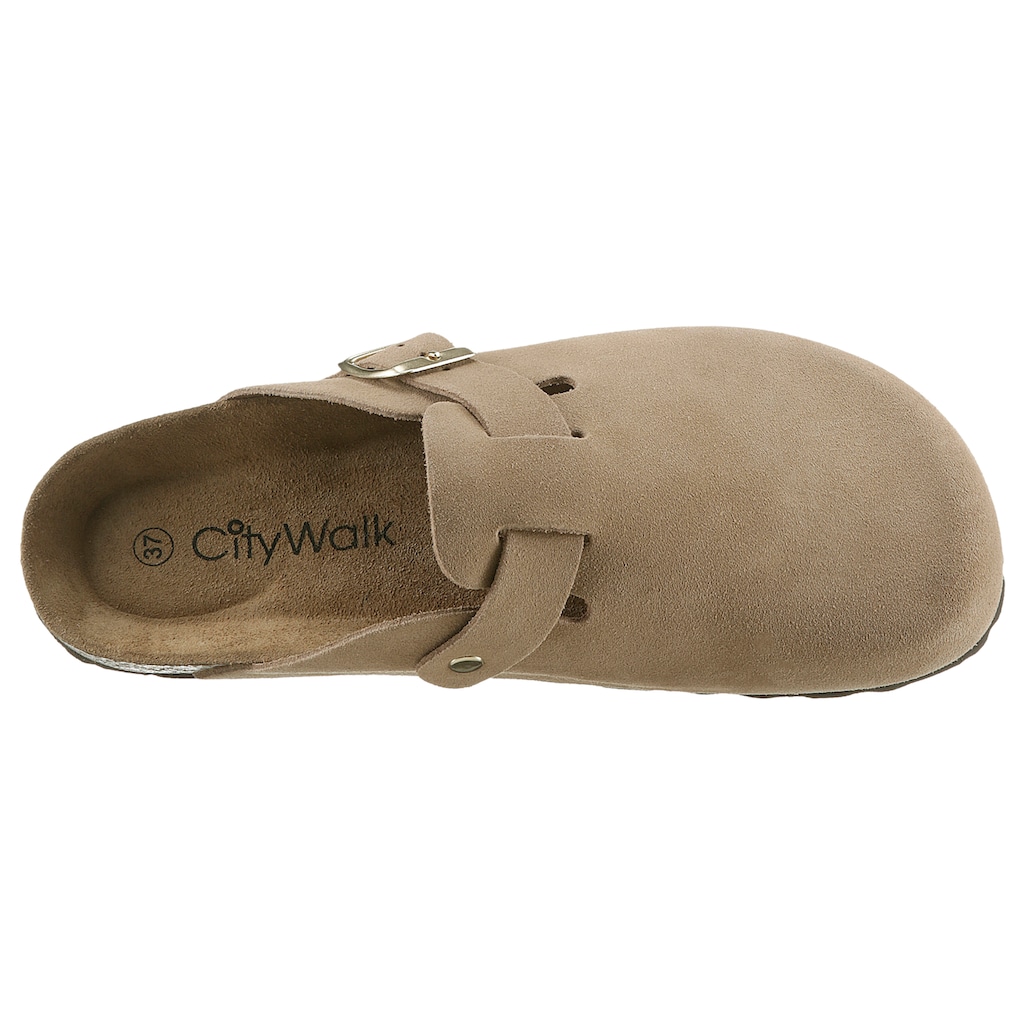 CITY WALK Clog, Hausschuh, Sommerschuh, Schlappen mit ergonomischem Fußbett