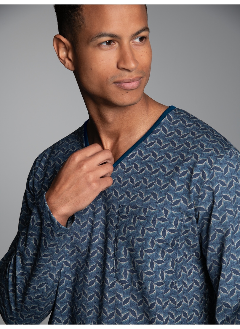 Trigema Schlafanzug "TRIGEMA Pyjama-Oberteil mit Allover-Blätter-Print", (1 günstig online kaufen